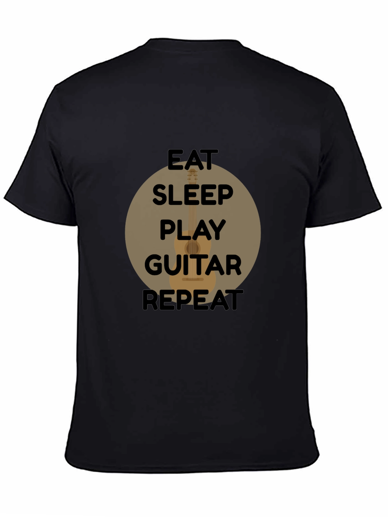 Black Eat Sleep Play Guitar Repeat Black T-Shirt view 4