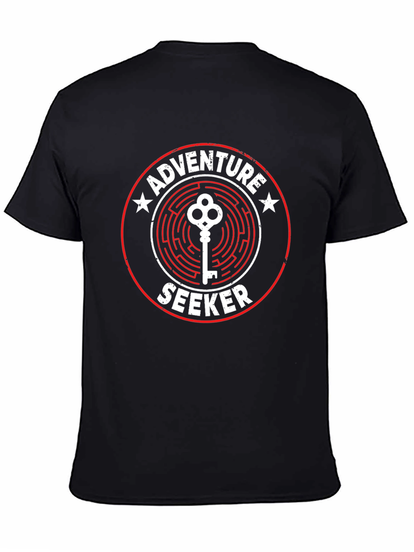 Black Adventure Seeker Graphic Tee - Maze Key Design view 4