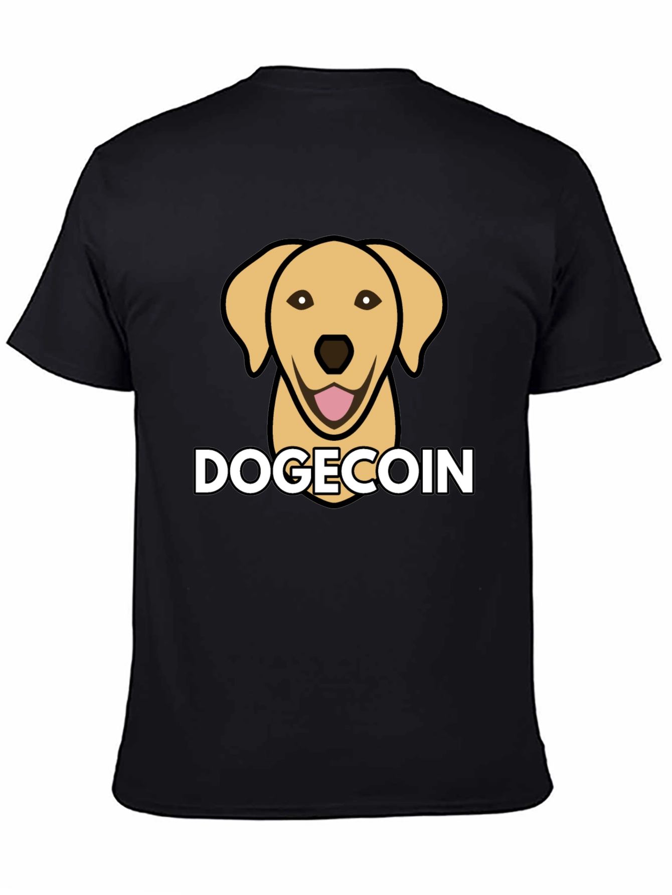 Black Dogecoin Dog Head Black T-Shirt view 4