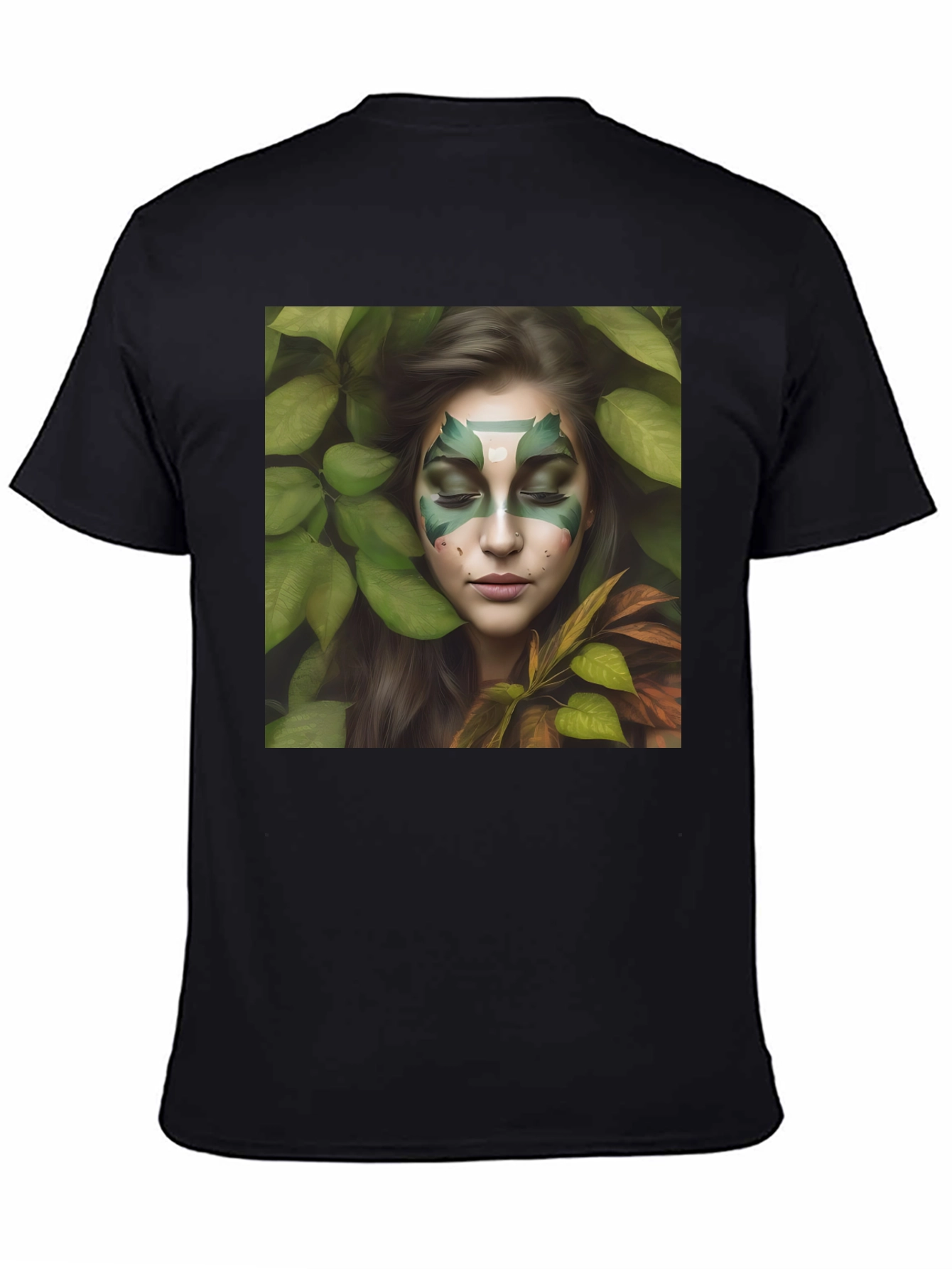 Black Nature Spirit Graphic Tee - Black Cotton Blend Shirt view 4