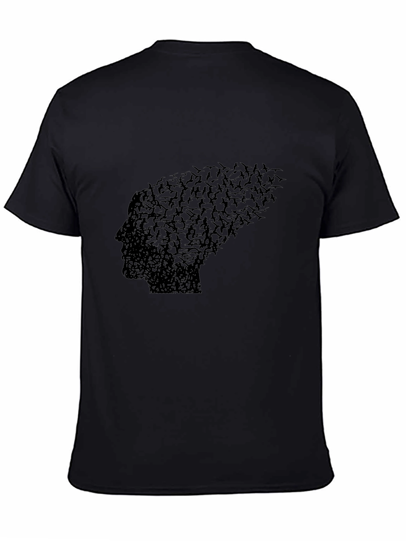 Black Bird Silhouette Head Black Graphic Tee view 4