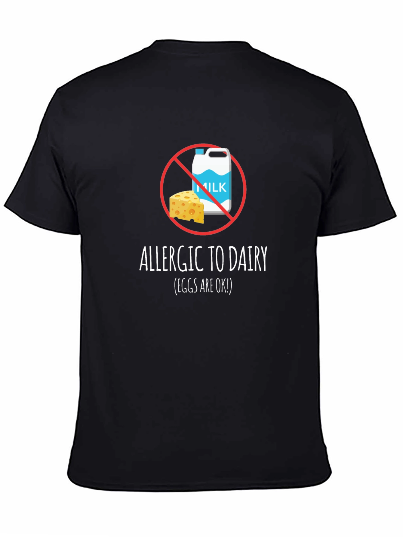 Black Dairy Allergy T-Shirt - Milk & Cheese Crossed Out view 4