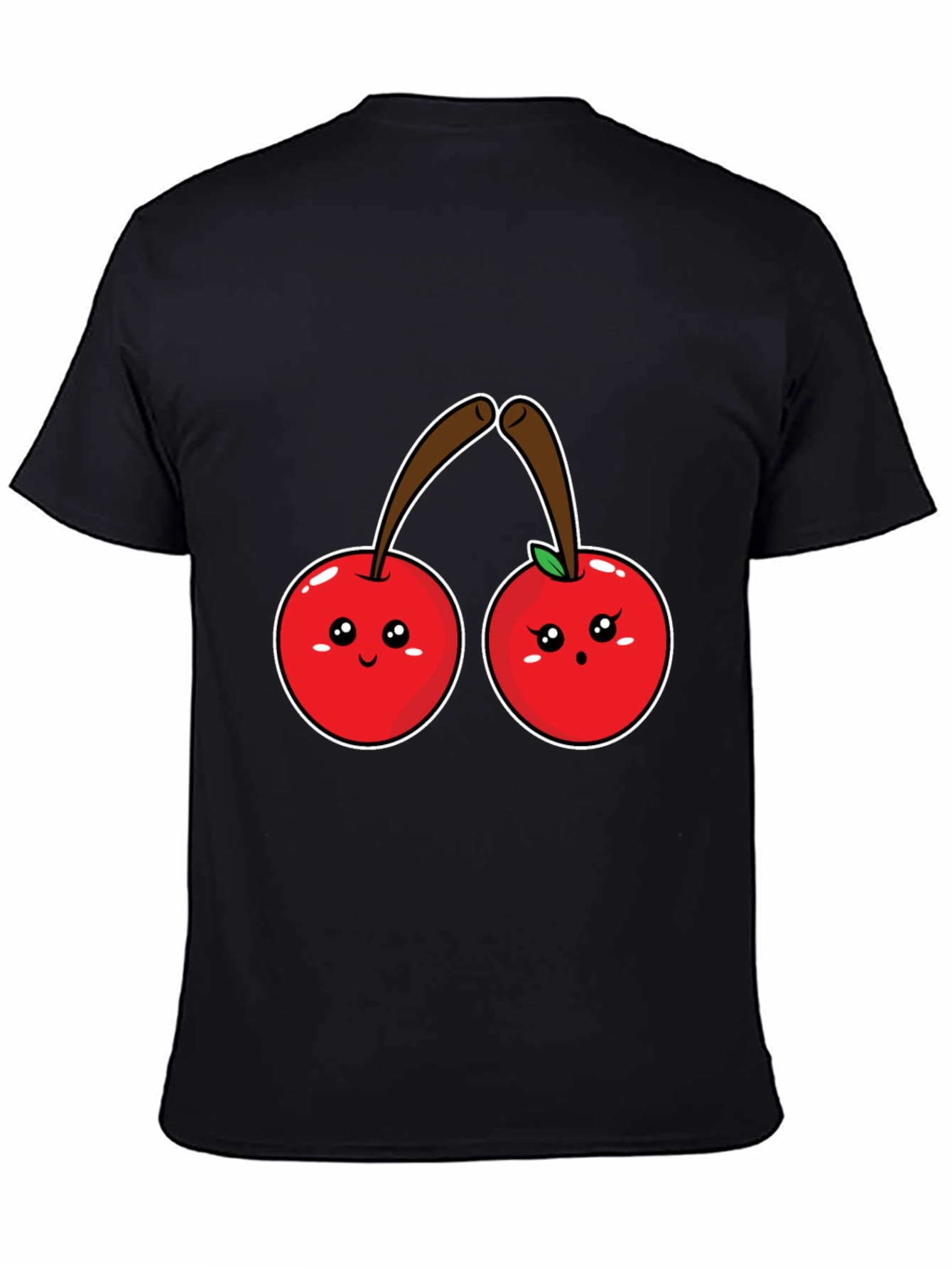 Black Cute Cherry Graphic Black Tee Shirt view 4