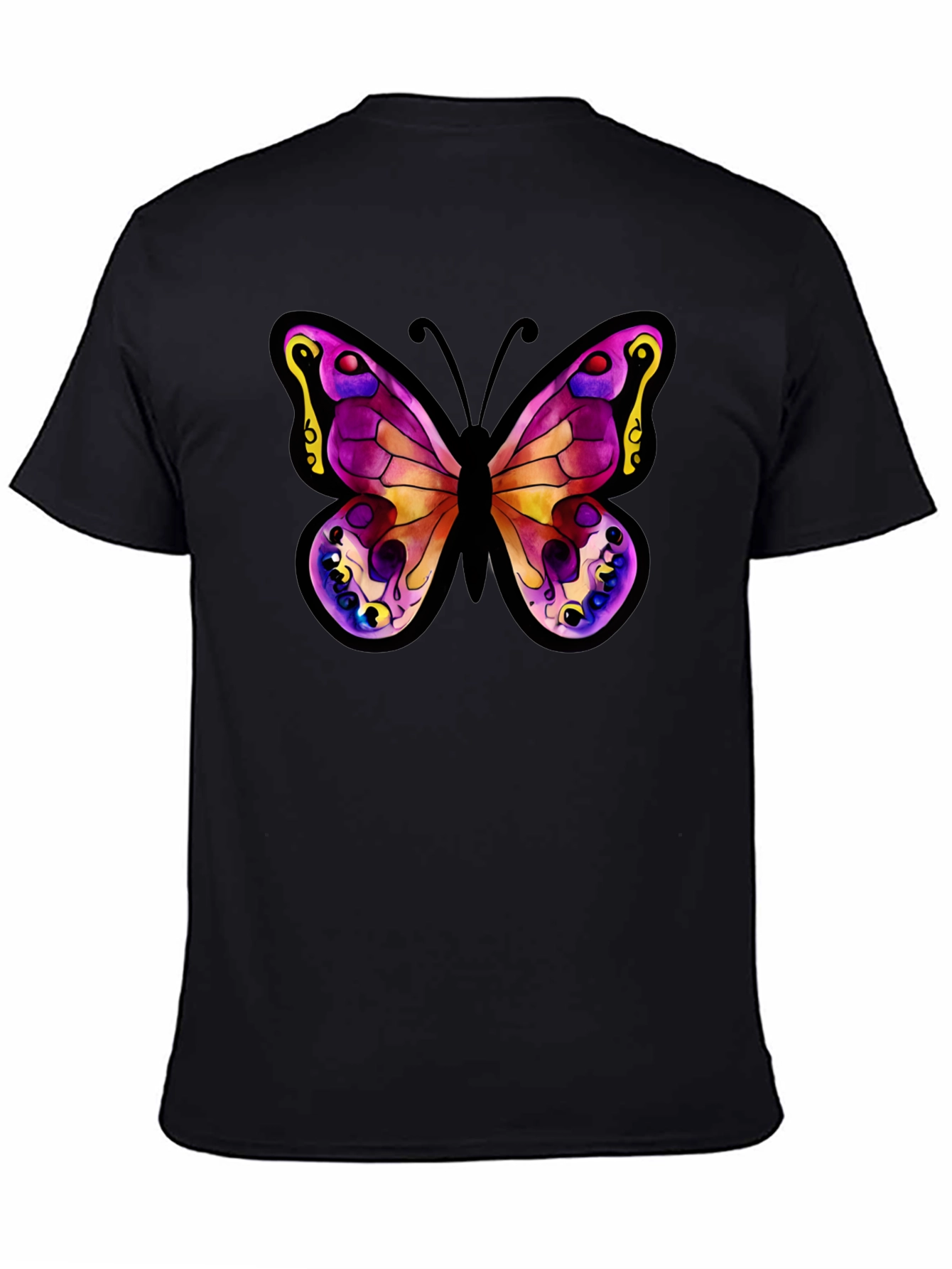 Black Butterfly Graphic Tee - Stylish Black Cotton Shirt view 4