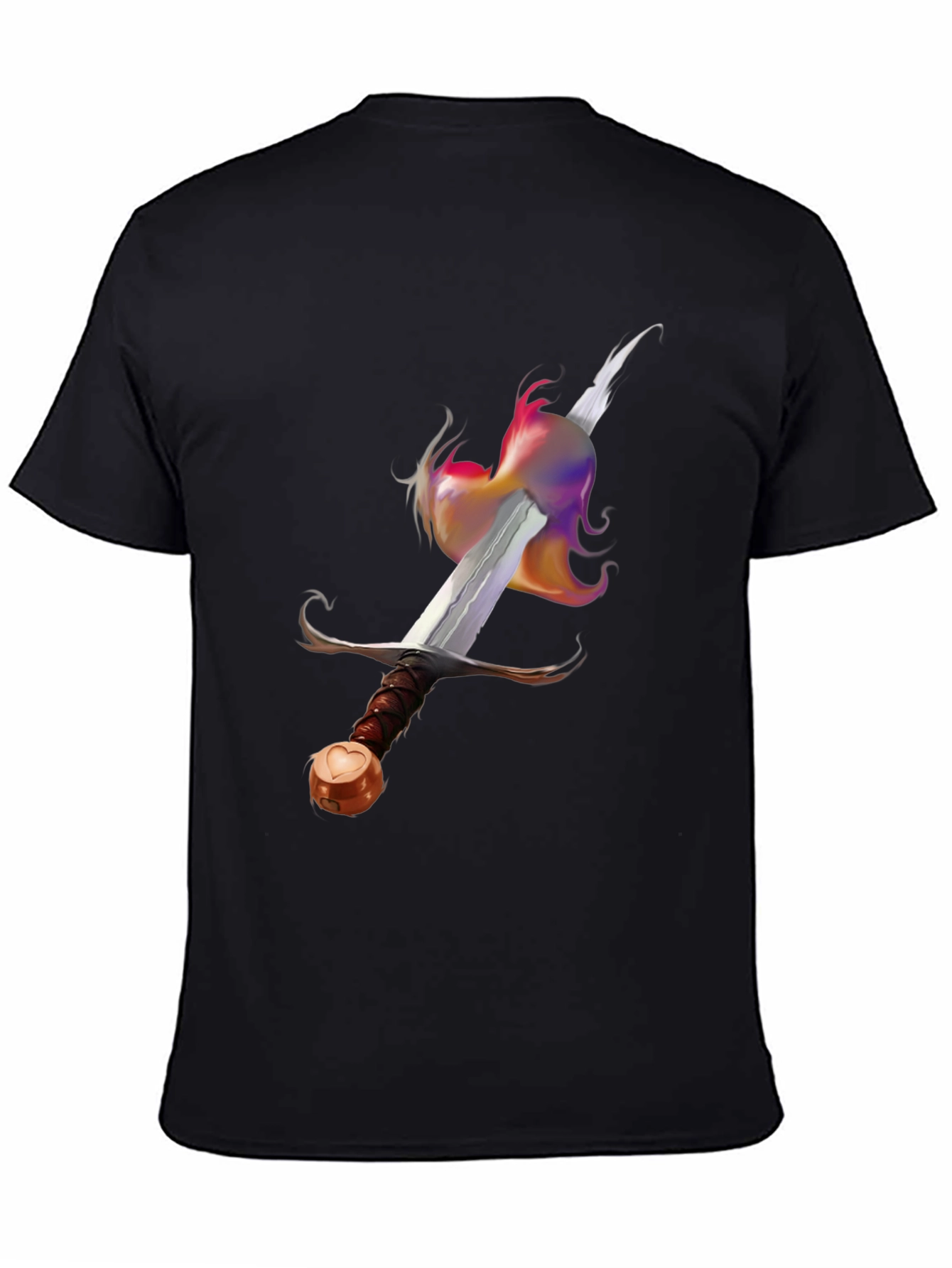 Black Sword & Rainbow Flame Graphic Tee - Unique Design! view 4