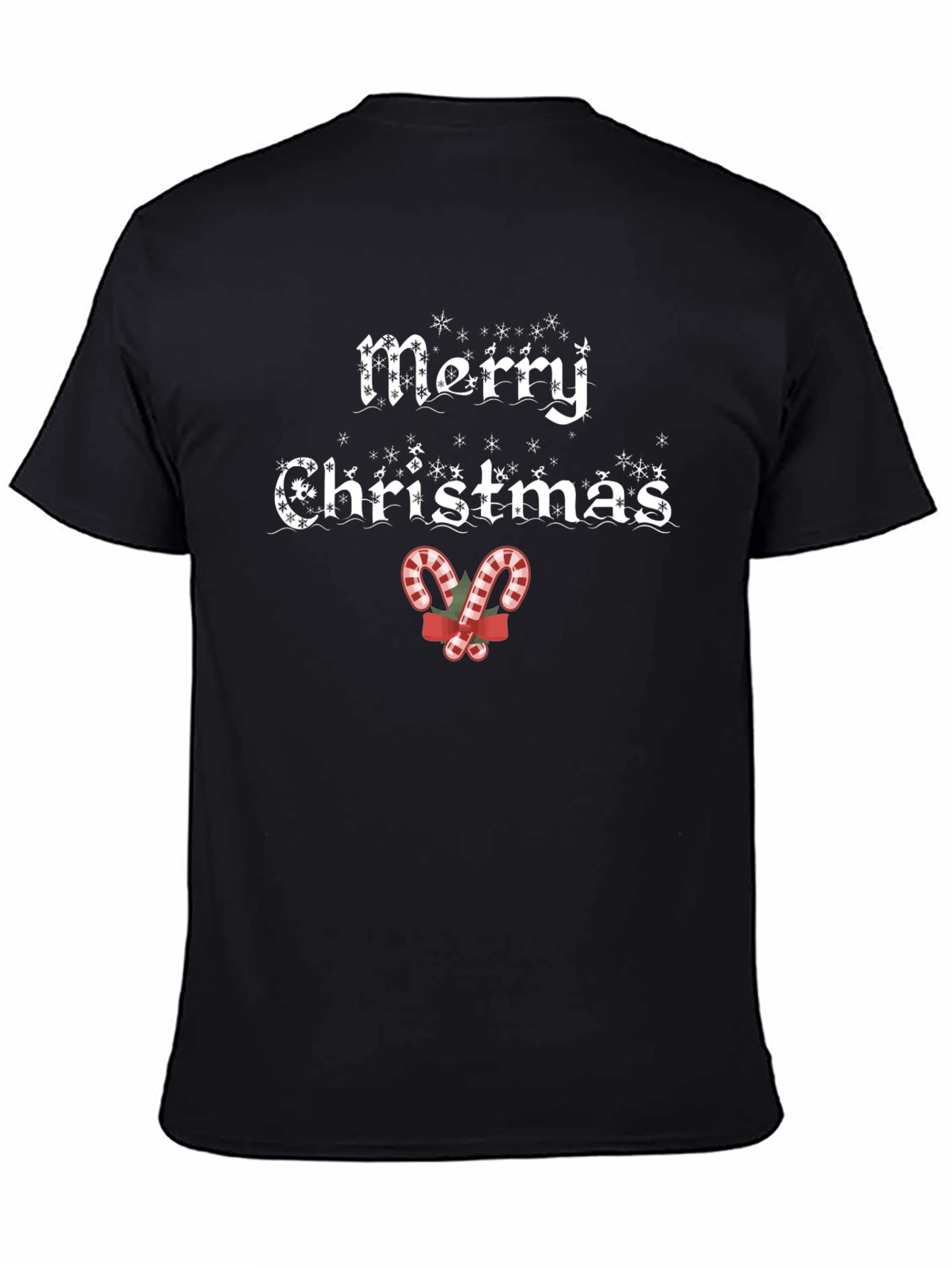 Black Merry Christmas Candy Cane T-Shirt view 4