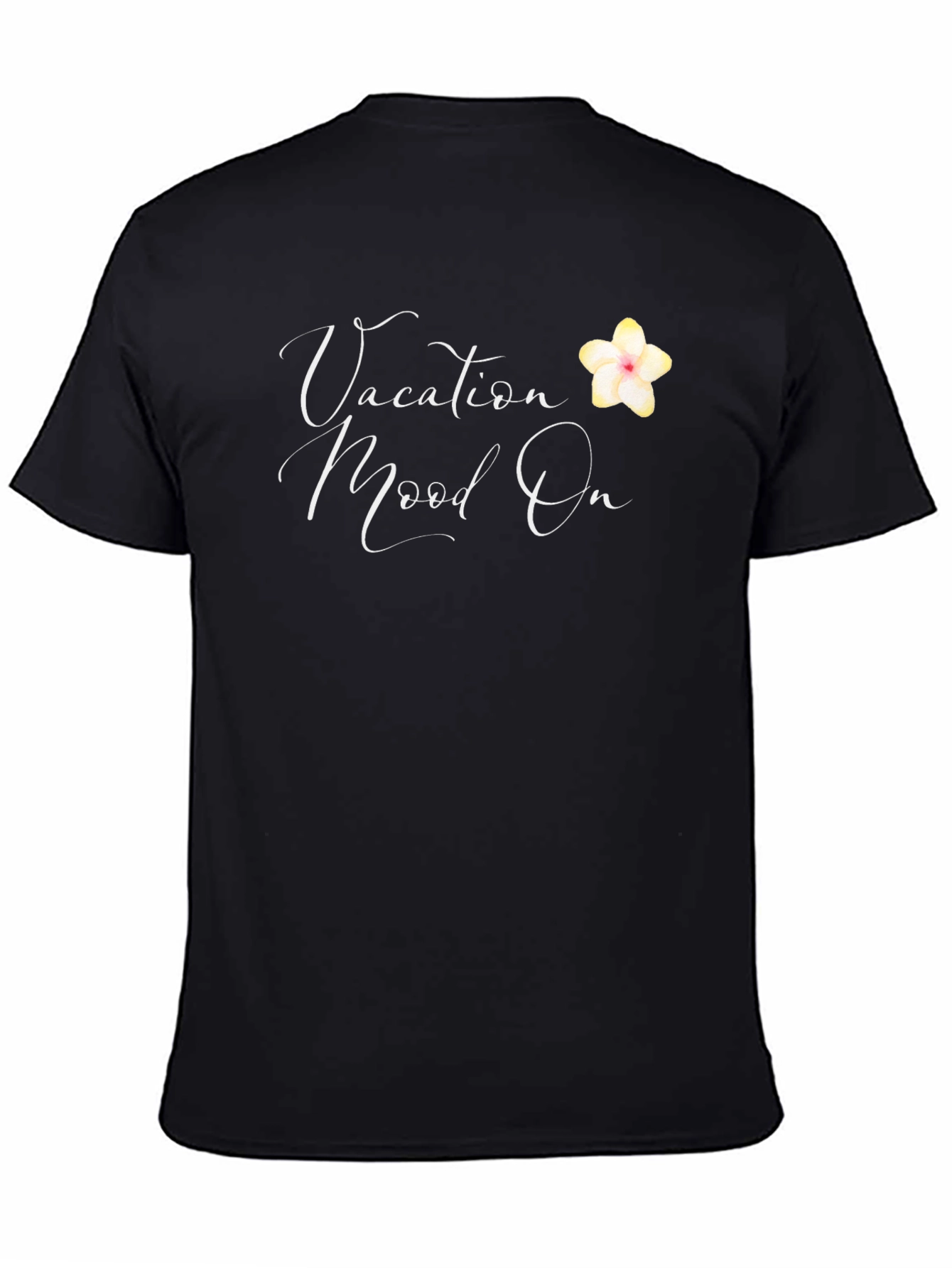 Black Vacation Mood On Black T-Shirt view 4