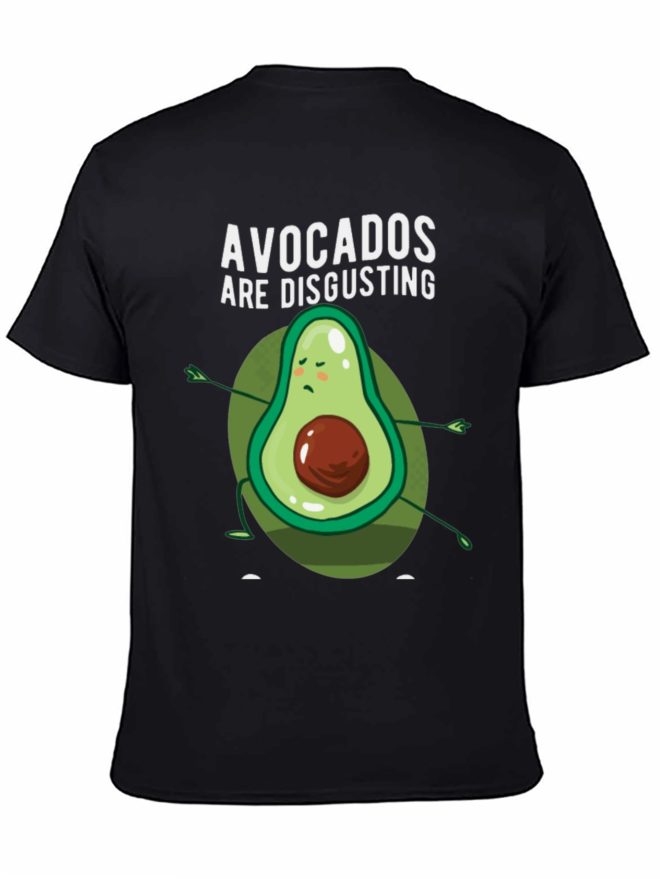 Black Funny Avocado Graphic Tee - 'Avocados Are Disgusting' T-Shirt view 4