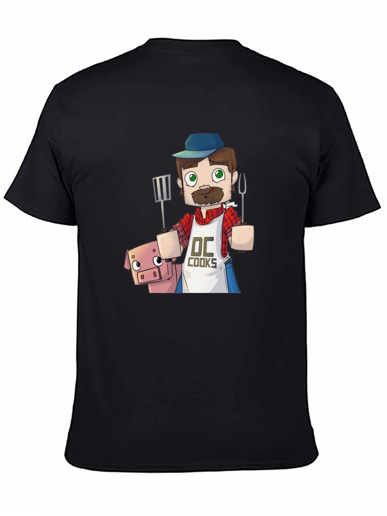 Black BBQ Chef and Pig Graphic Tee view 4