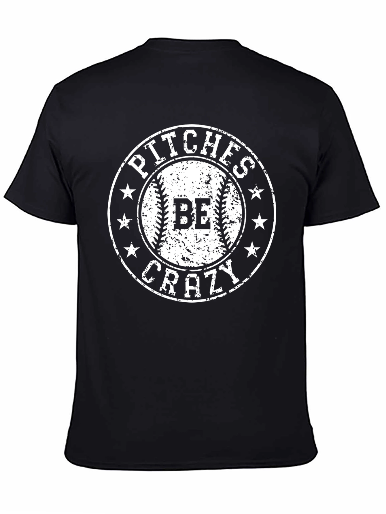 Black Pitches Be Crazy Baseball Graphic Tee - Black view 4