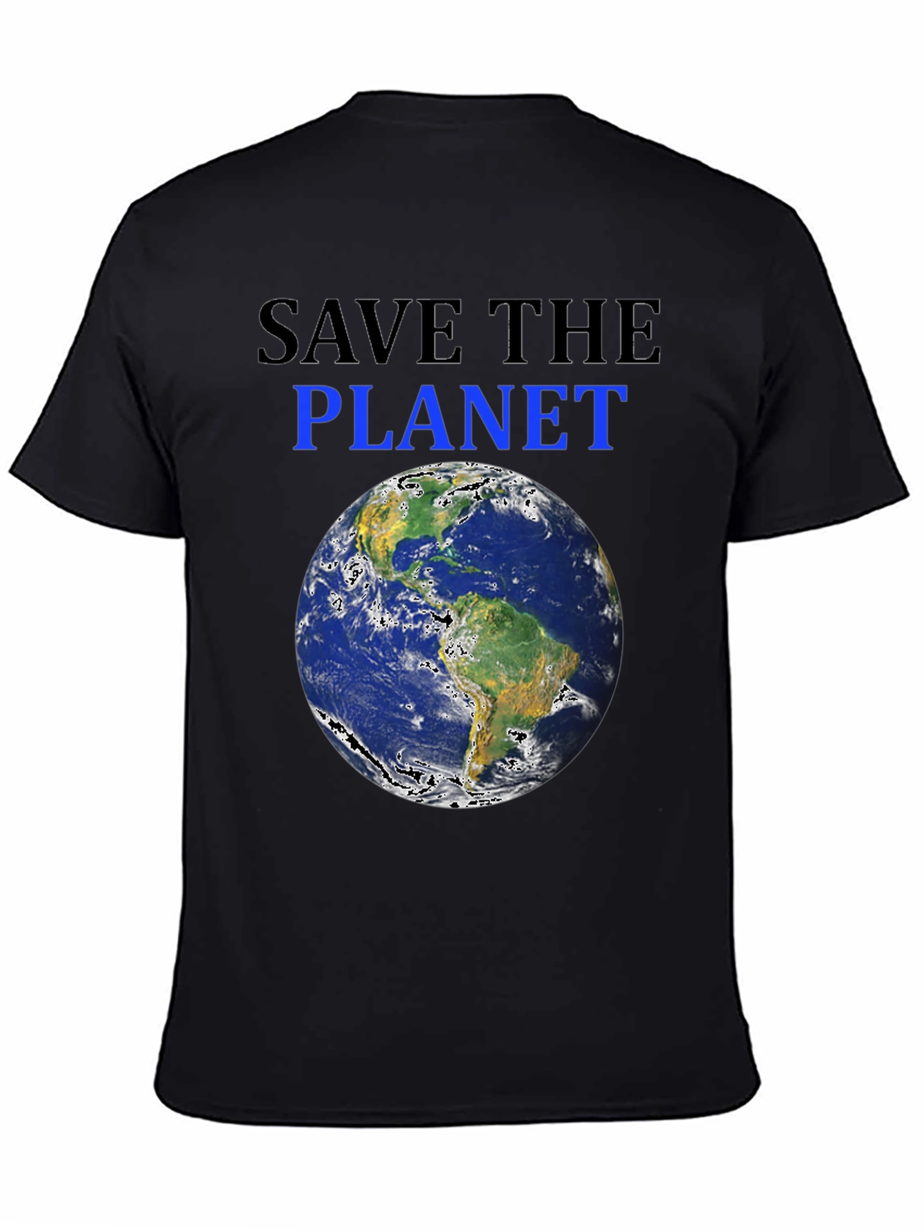 Black Save the Planet Earth Graphic T-Shirt view 4