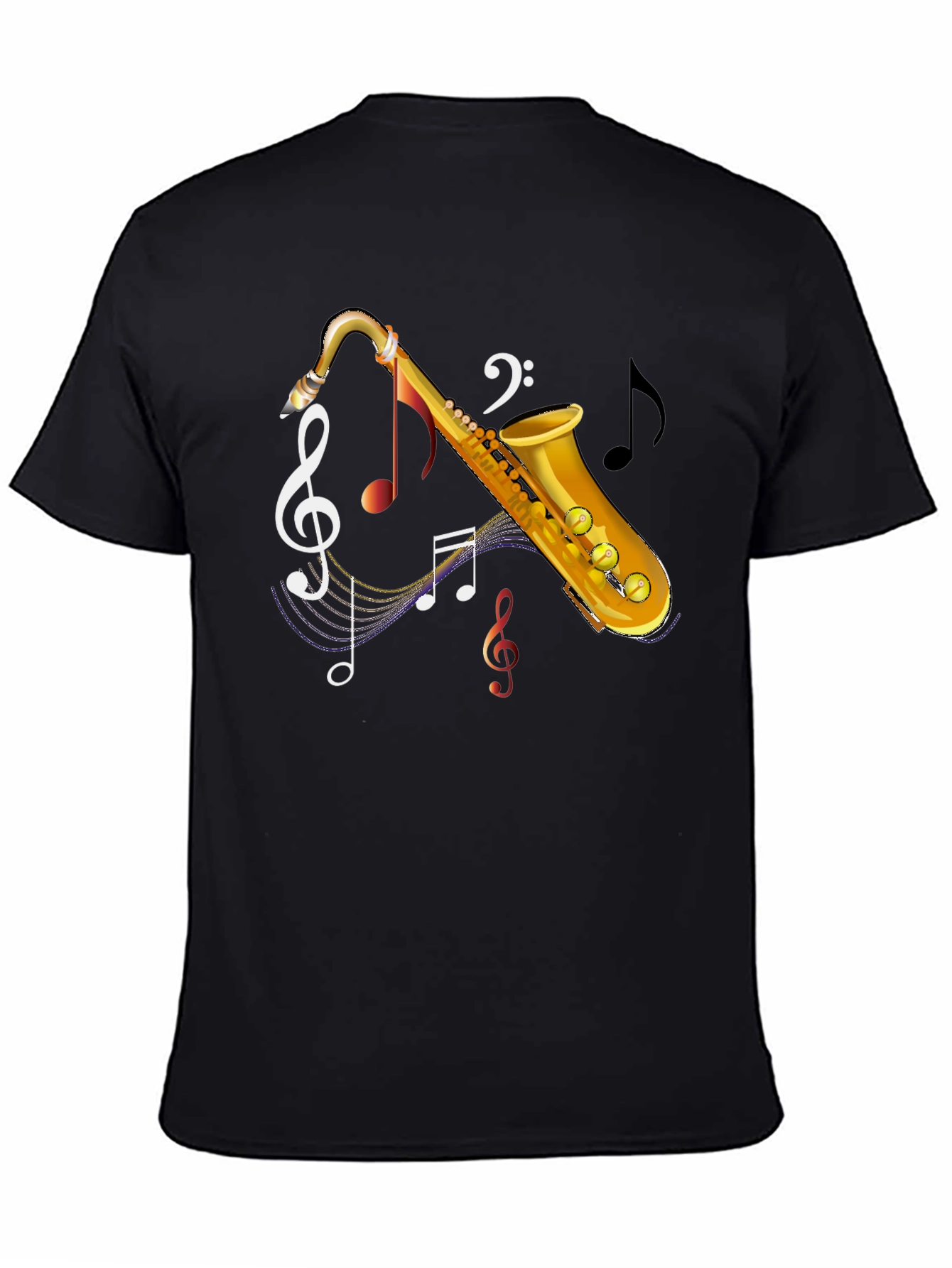 Saxophone Music Notes Graphic T-Shirt - 4