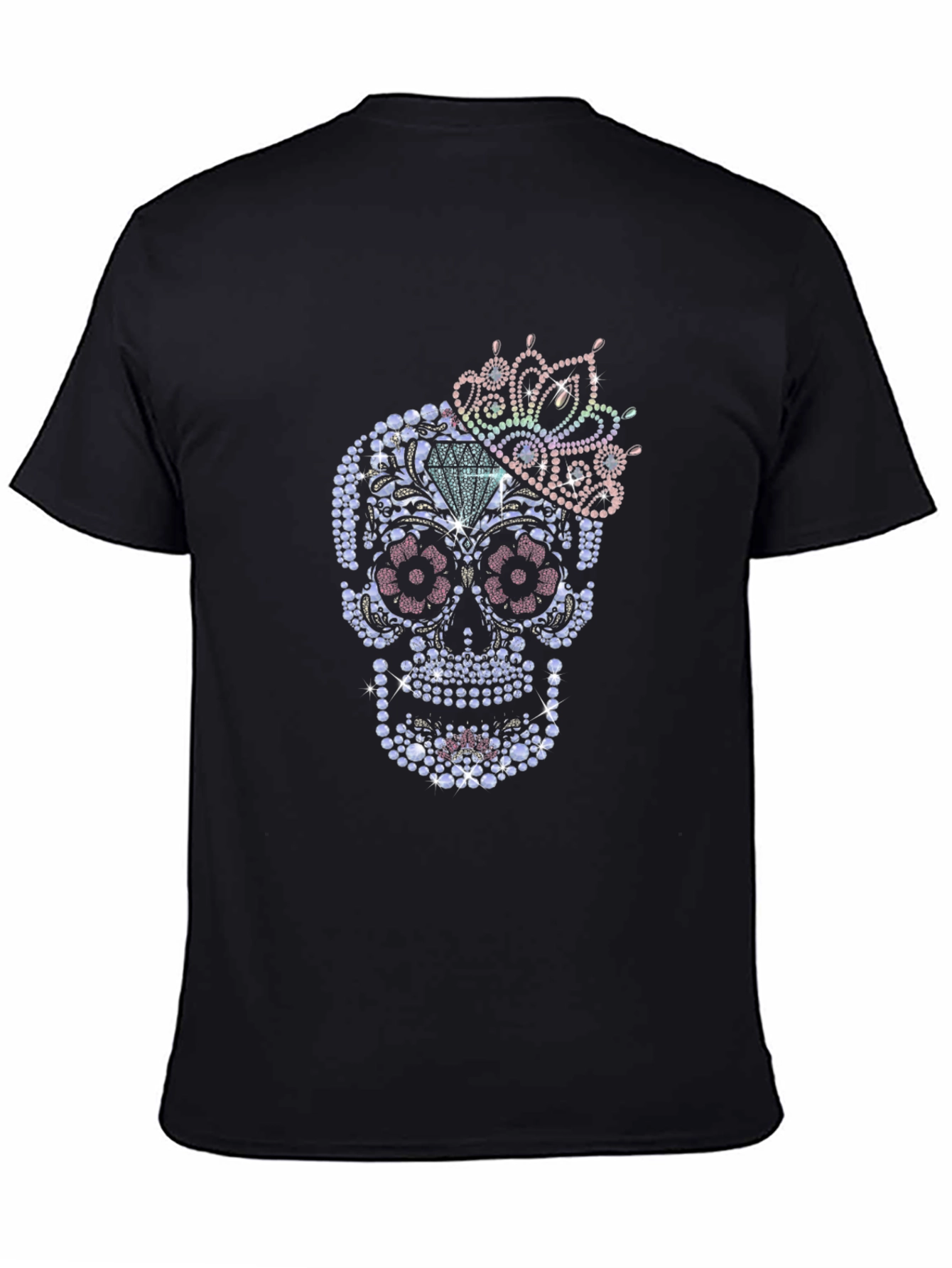 Black Rhinestone Sugar Skull Graphic T-Shirt - Mens view 4
