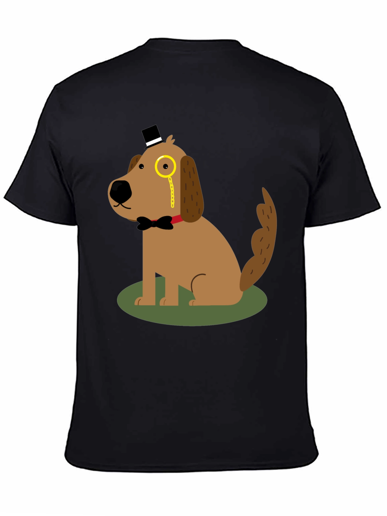 Black Dapper Dog T-Shirt: Cartoon Gentleman view 4