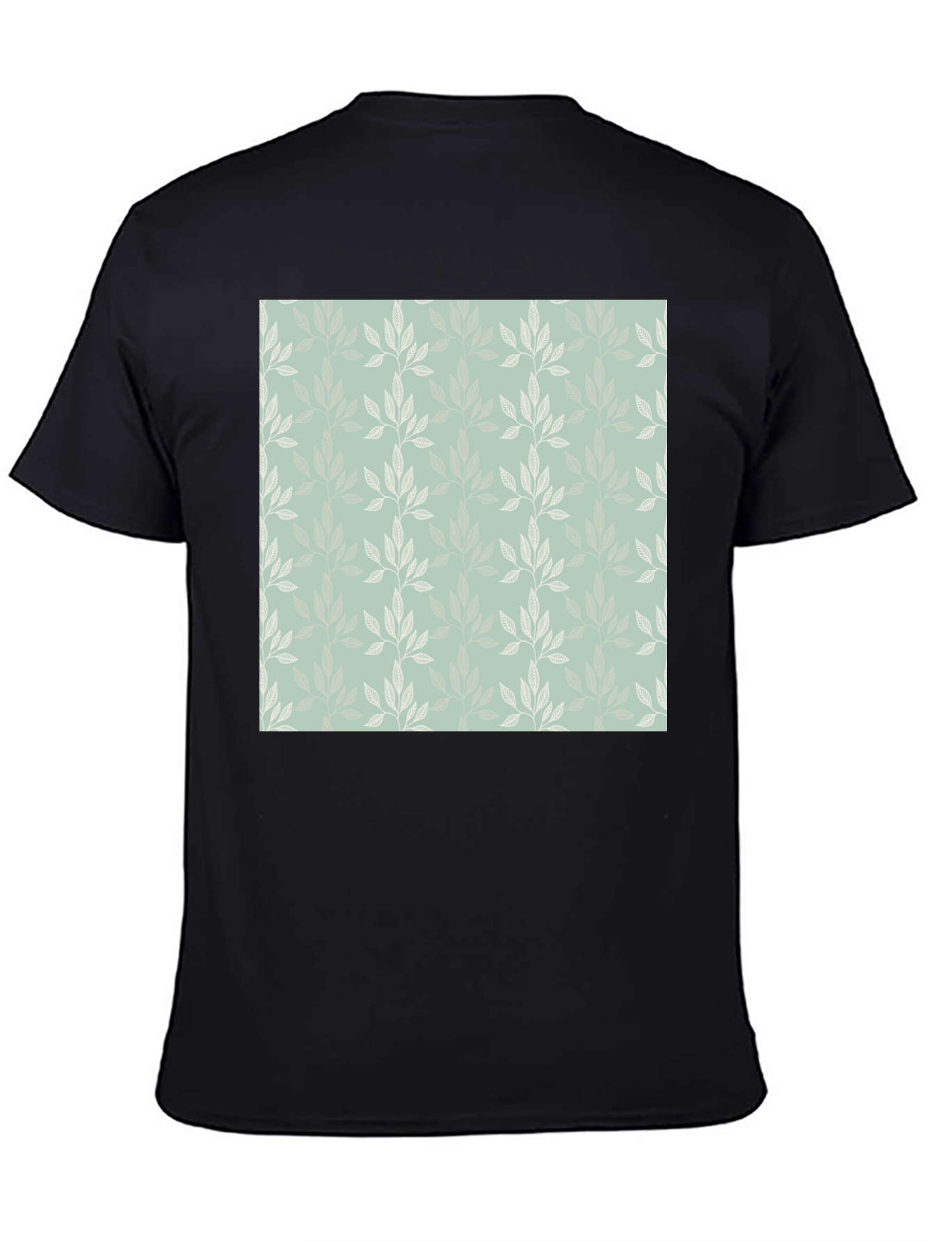 Black Leaf Pattern Graphic Black T-Shirt view 4