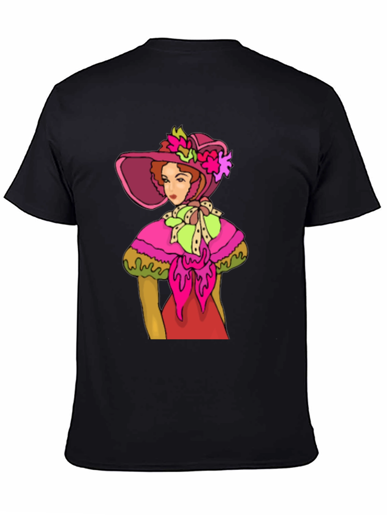 Black Vintage Lady Tee: Chic Retro Style view 4