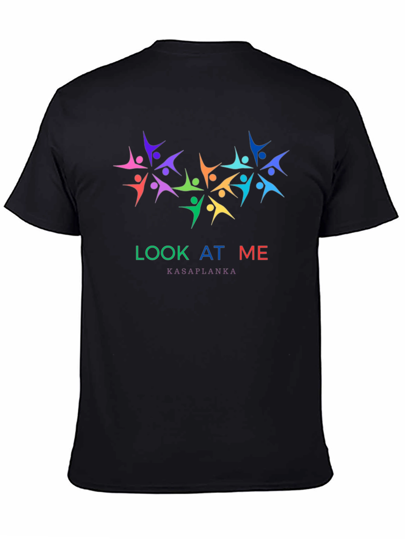 Black Colorful 'Look At Me' Graphic Black Tee view 4