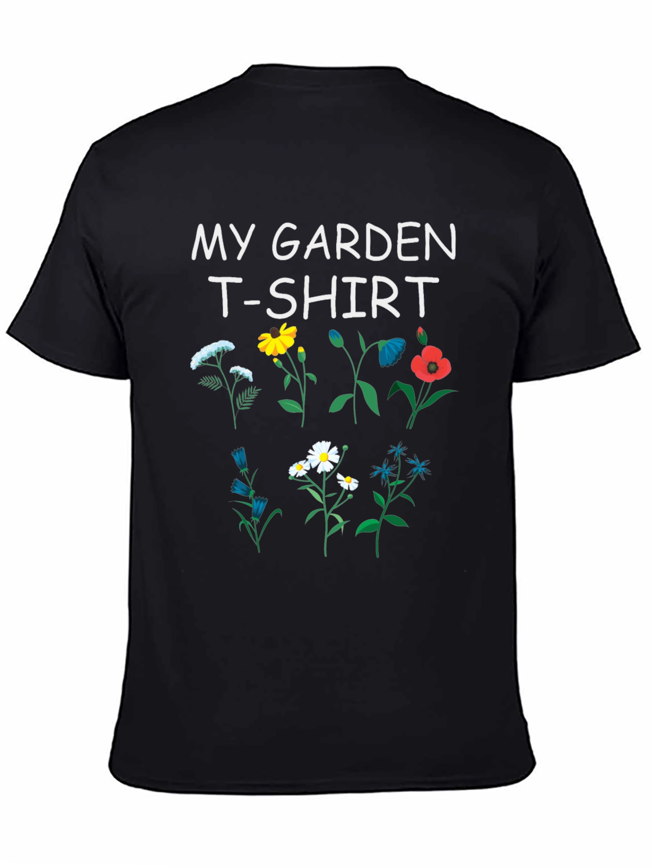 Black My Garden T-Shirt: Floral Design view 4
