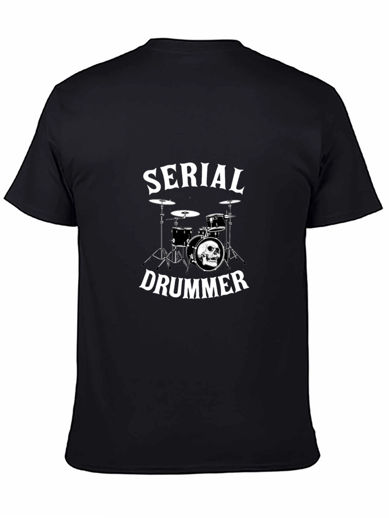 Black Serial Drummer Graphic T-Shirt - Black Cotton Tee view 4
