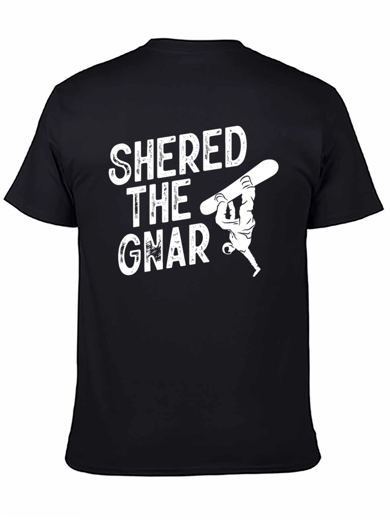 Black Shred the Gnar Snowboarder Graphic T-Shirt view 4