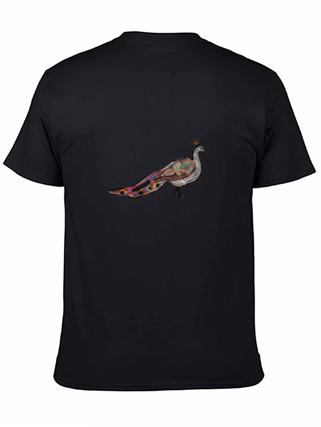 Black Peacock Graphic Black T-Shirt view 4