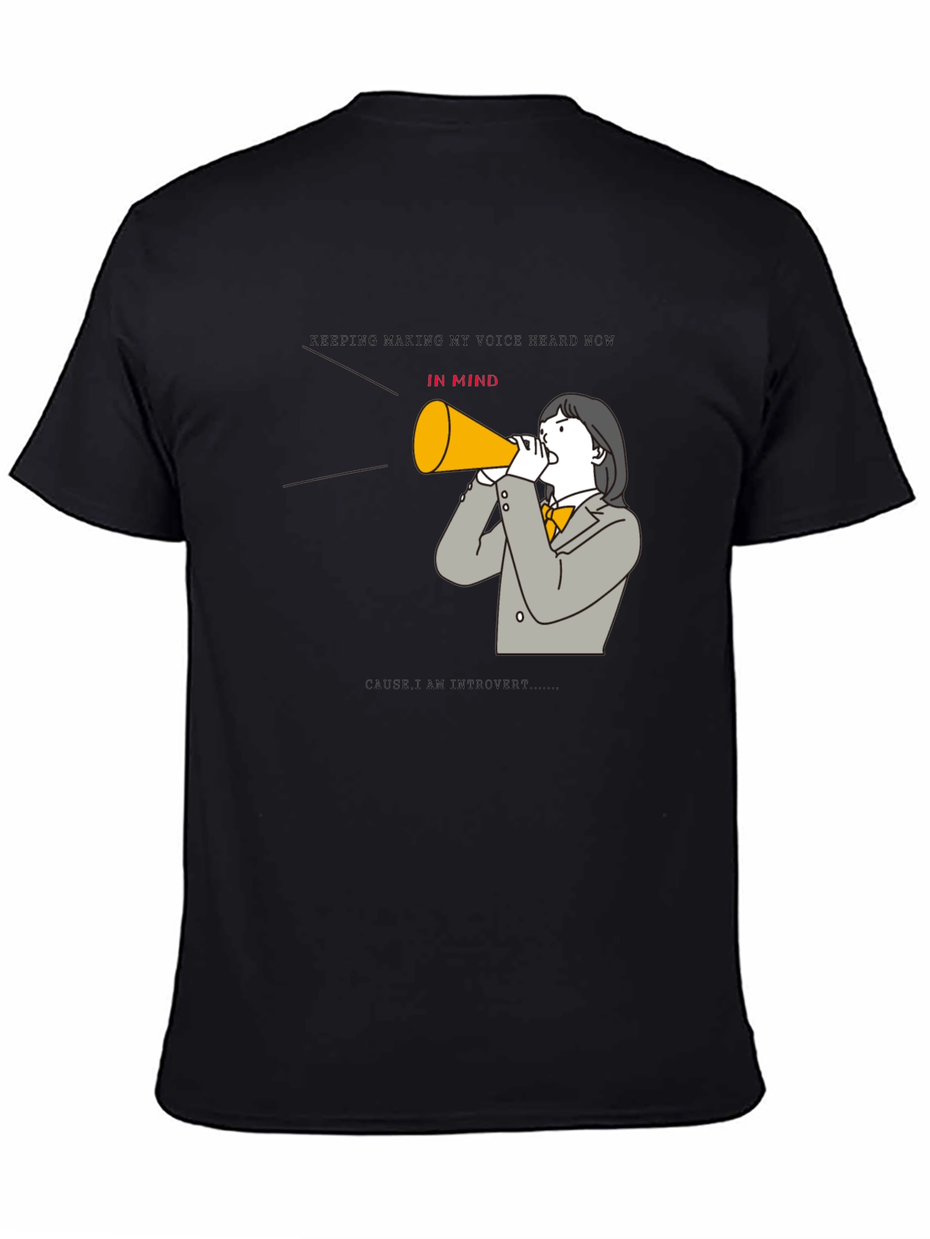 Black Introvert Voice T-Shirt - Hear Me Now view 4
