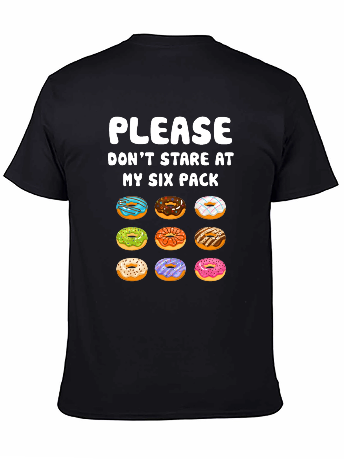 Black Funny Donut Six Pack T-Shirt view 4