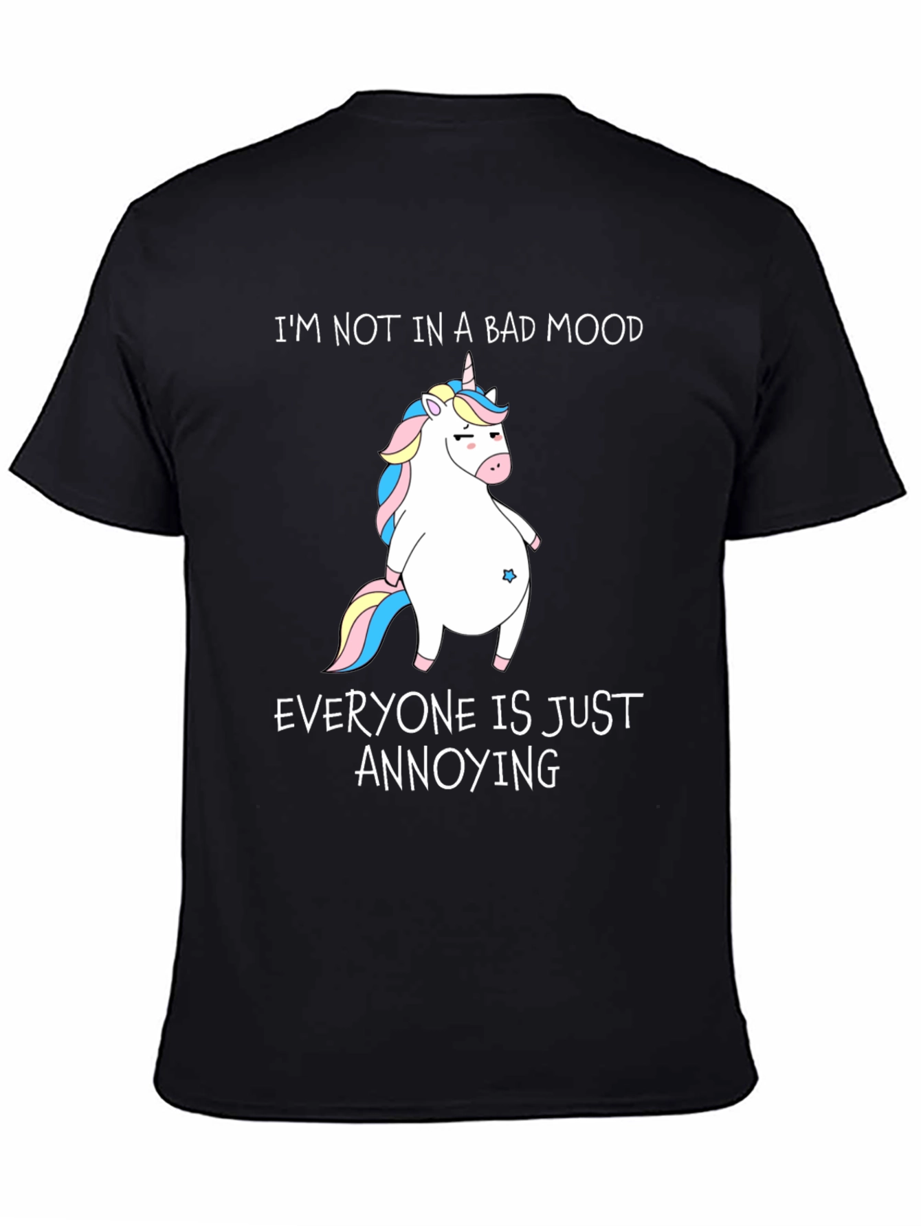 Black Funny Unicorn T-Shirt - I'm Not In A Bad Mood view 4