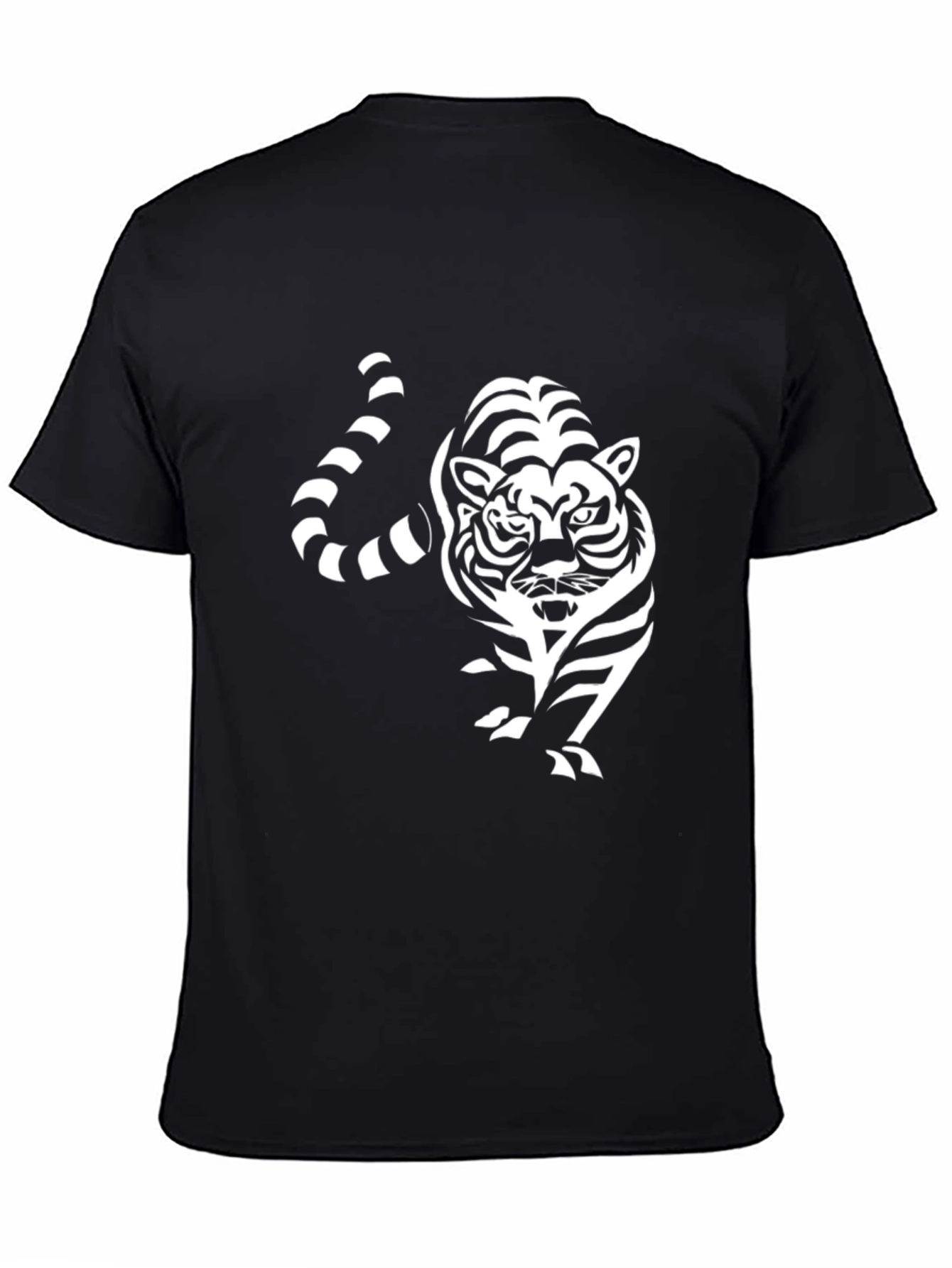 Black Striking Tiger Graphic Black T-Shirt view 4