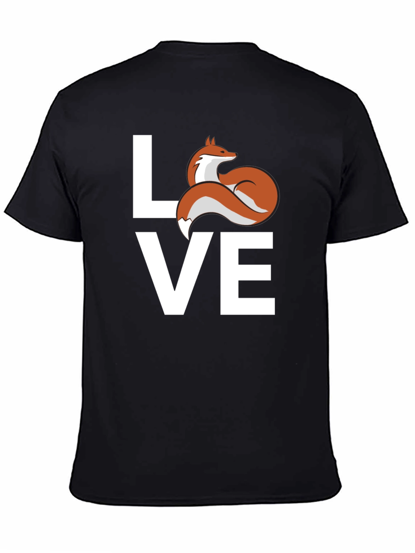 Black Love Fox Graphic T-Shirt - Cute Animal Tee view 4