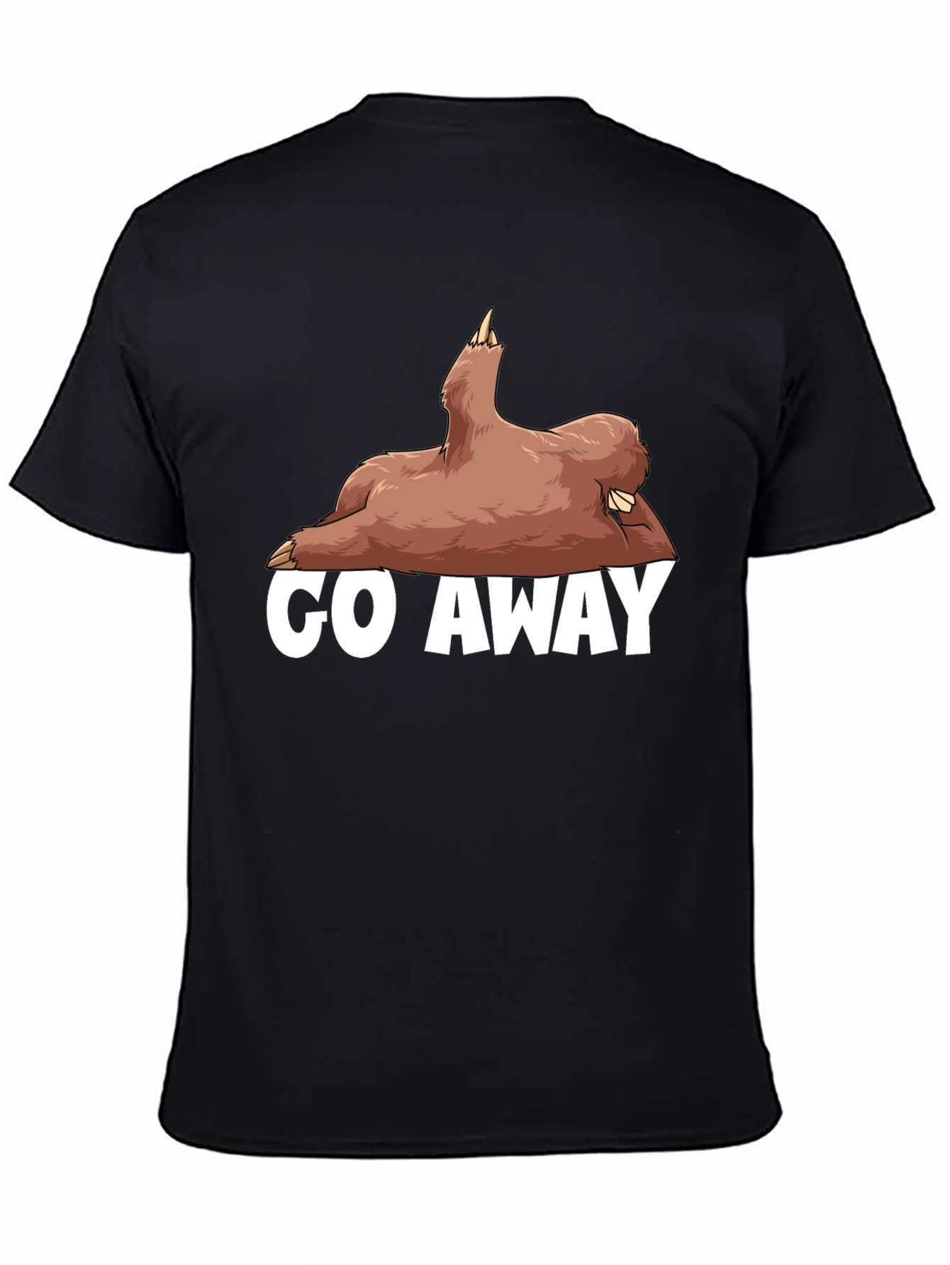 Black Go Away Sloth Graphic T-Shirt - Funny Casual Tee view 4