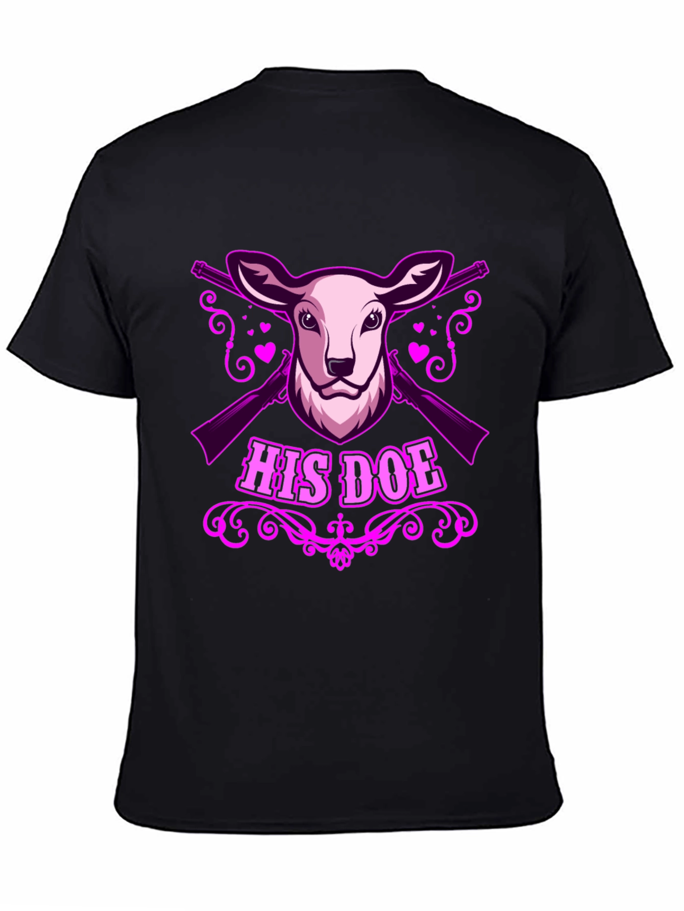 Black His Doe Graphic Tee - Hunting Couple Apparel view 4