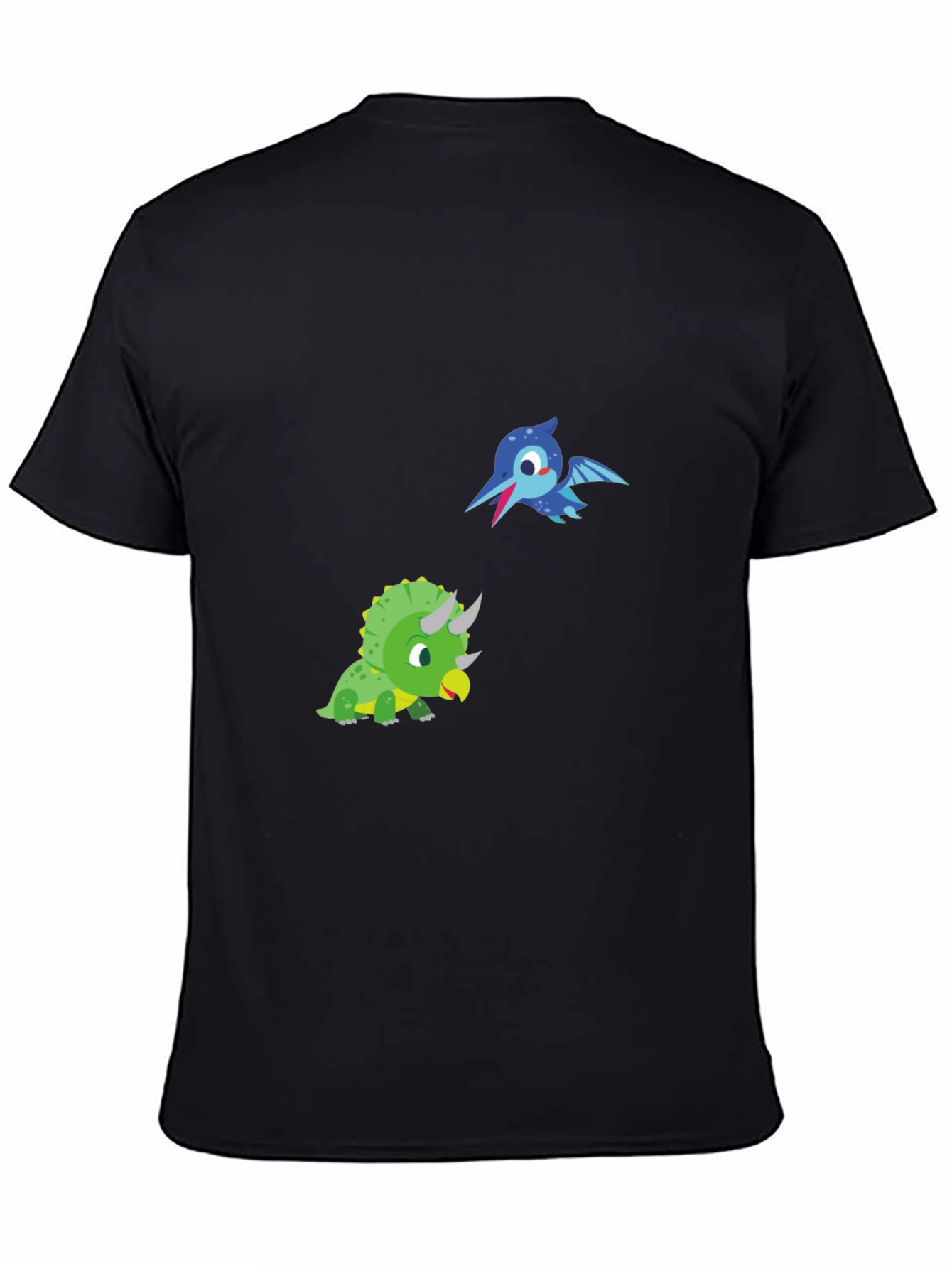 Black Dino Pals Black Tee - Cartoon Dinosaur T-Shirt view 4