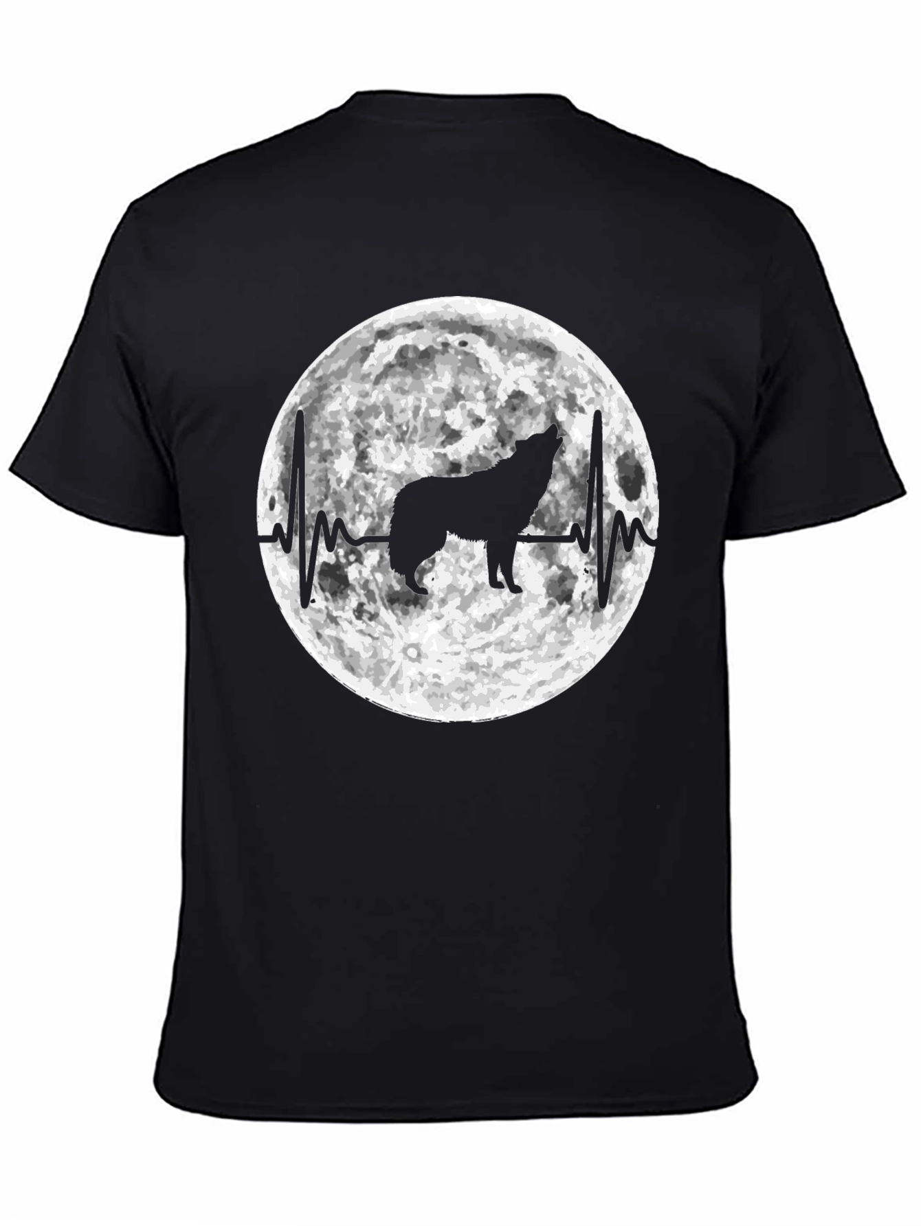 Black Wolf Moon Heartbeat Graphic T-Shirt view 4