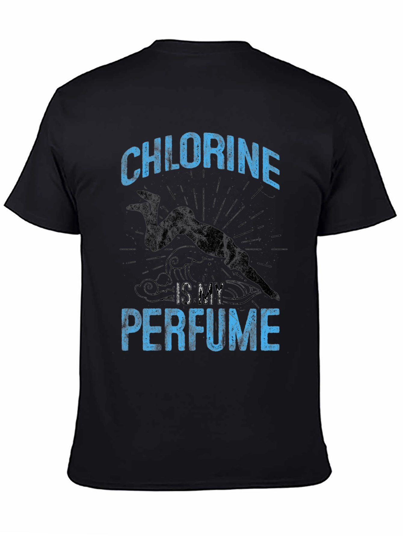 Black Chlorine is My Perfume Funny Swimmer T-Shirt view 4