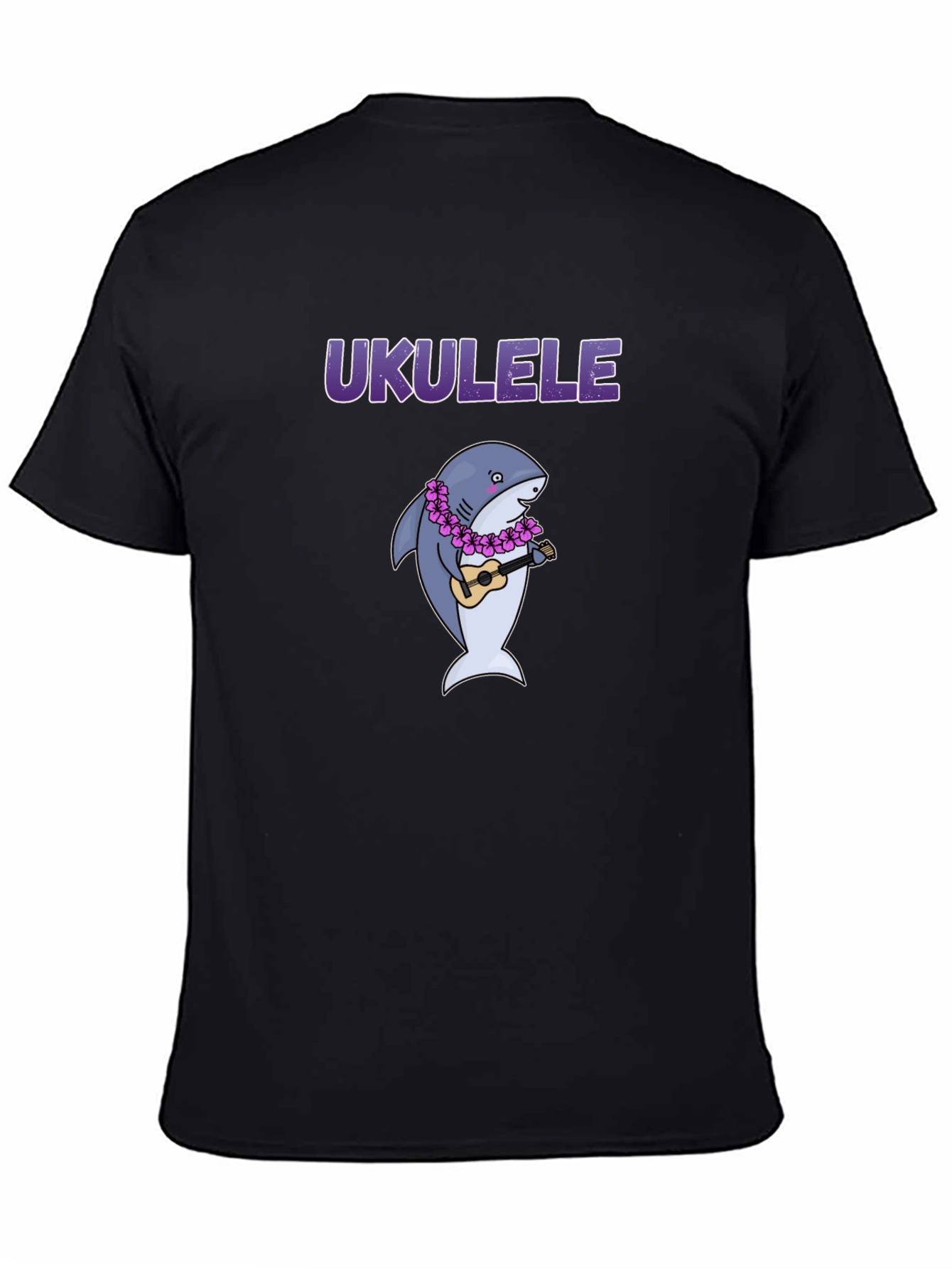 Black Ukulele Shark Graphic T-Shirt view 4