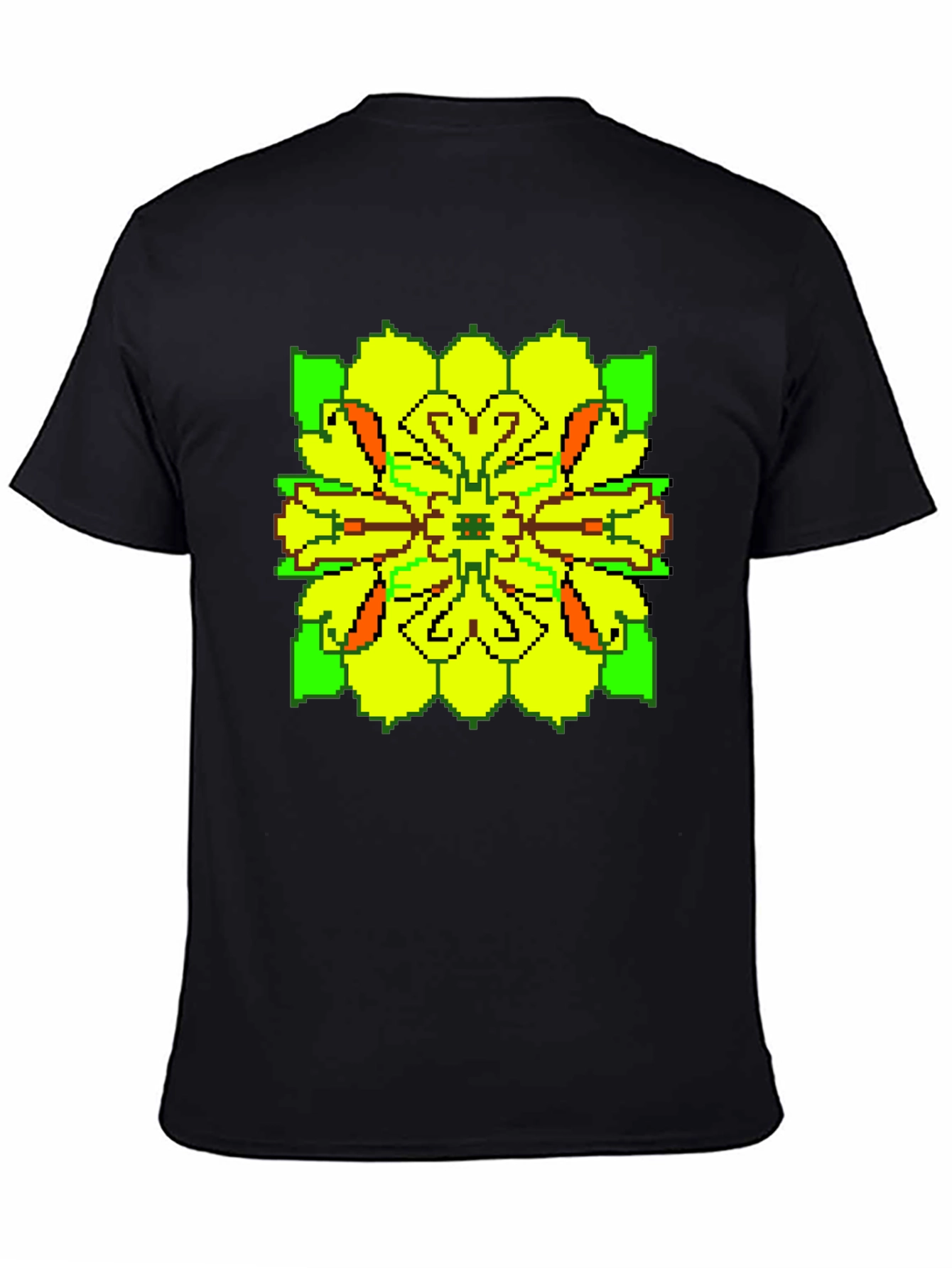 Black Pixelated Floral Graphic Tee - Retro Style view 4