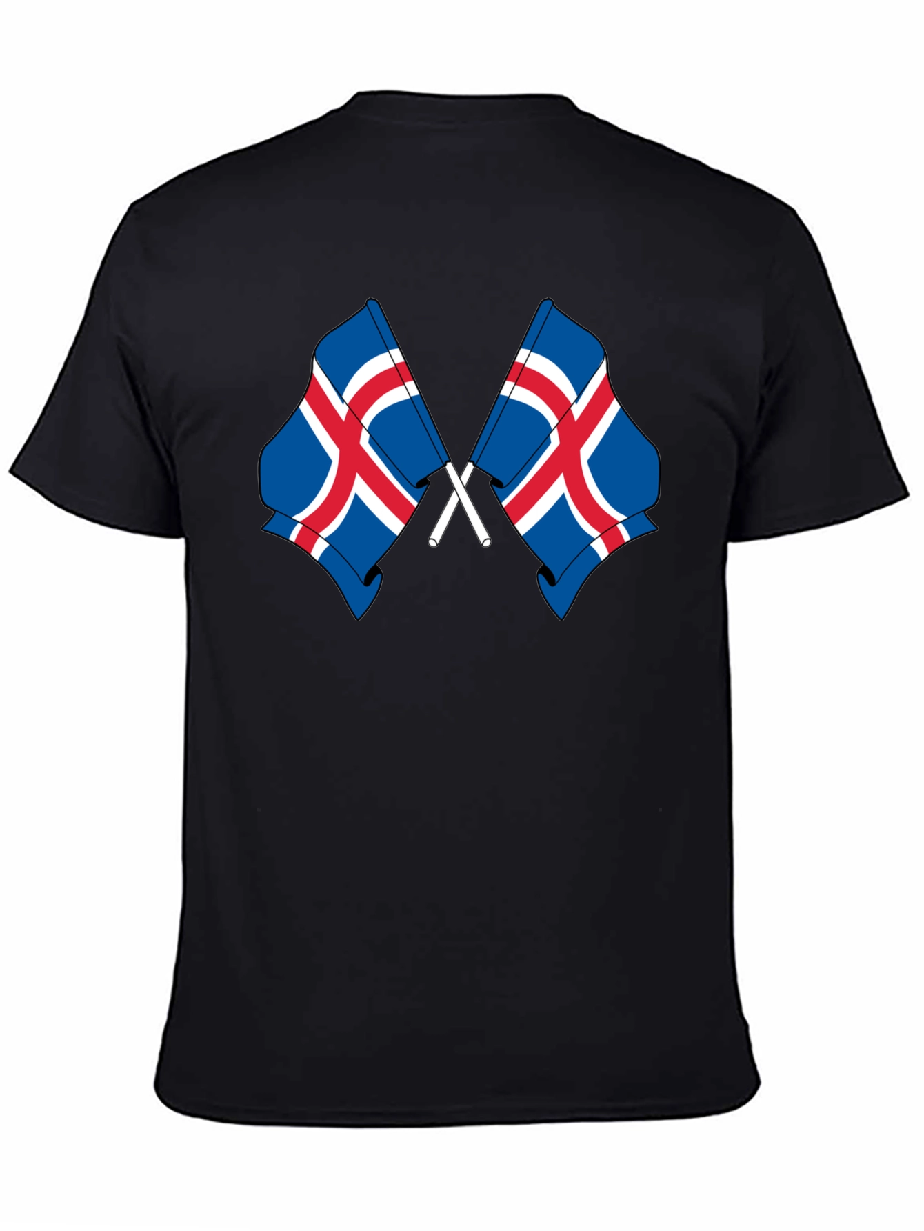 Black Icelandic Flags Graphic Tee - Black Cotton T-Shirt view 4