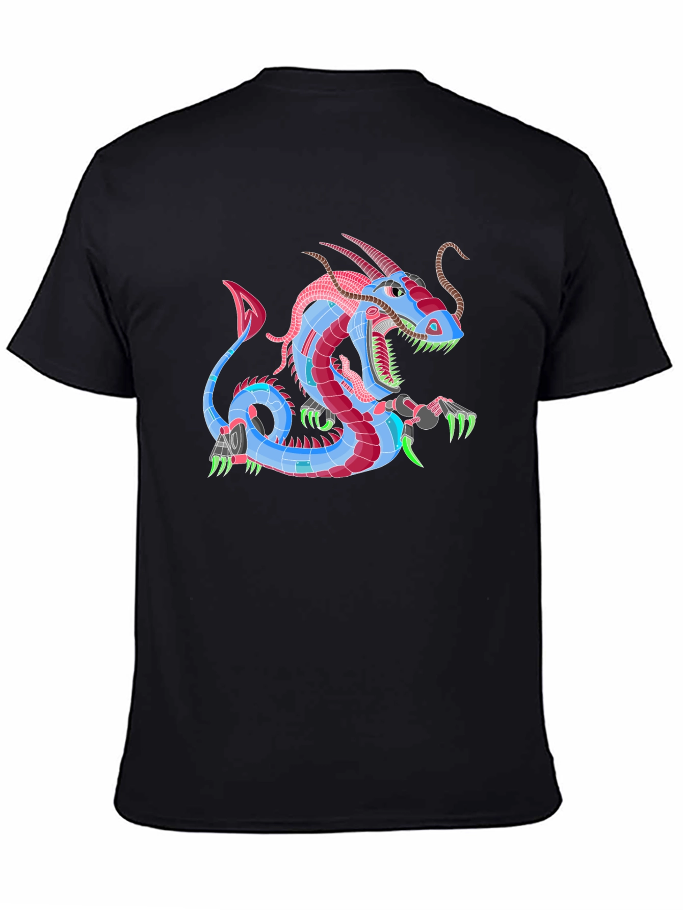 Black Cyberpunk Dragon Graphic Tee - Black view 4
