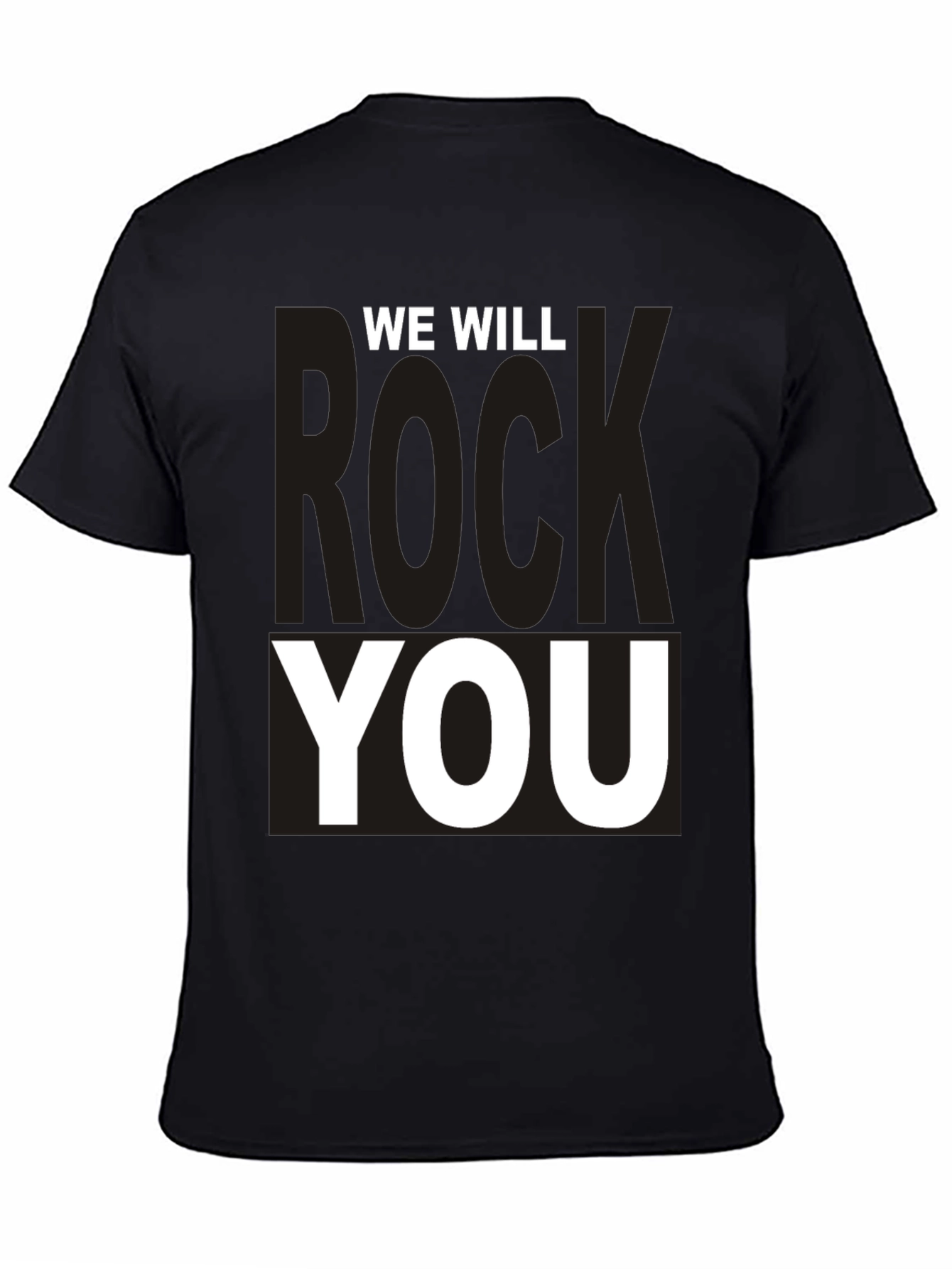 Black We Will Rock You Graphic Tee - Black Cotton T-Shirt view 4