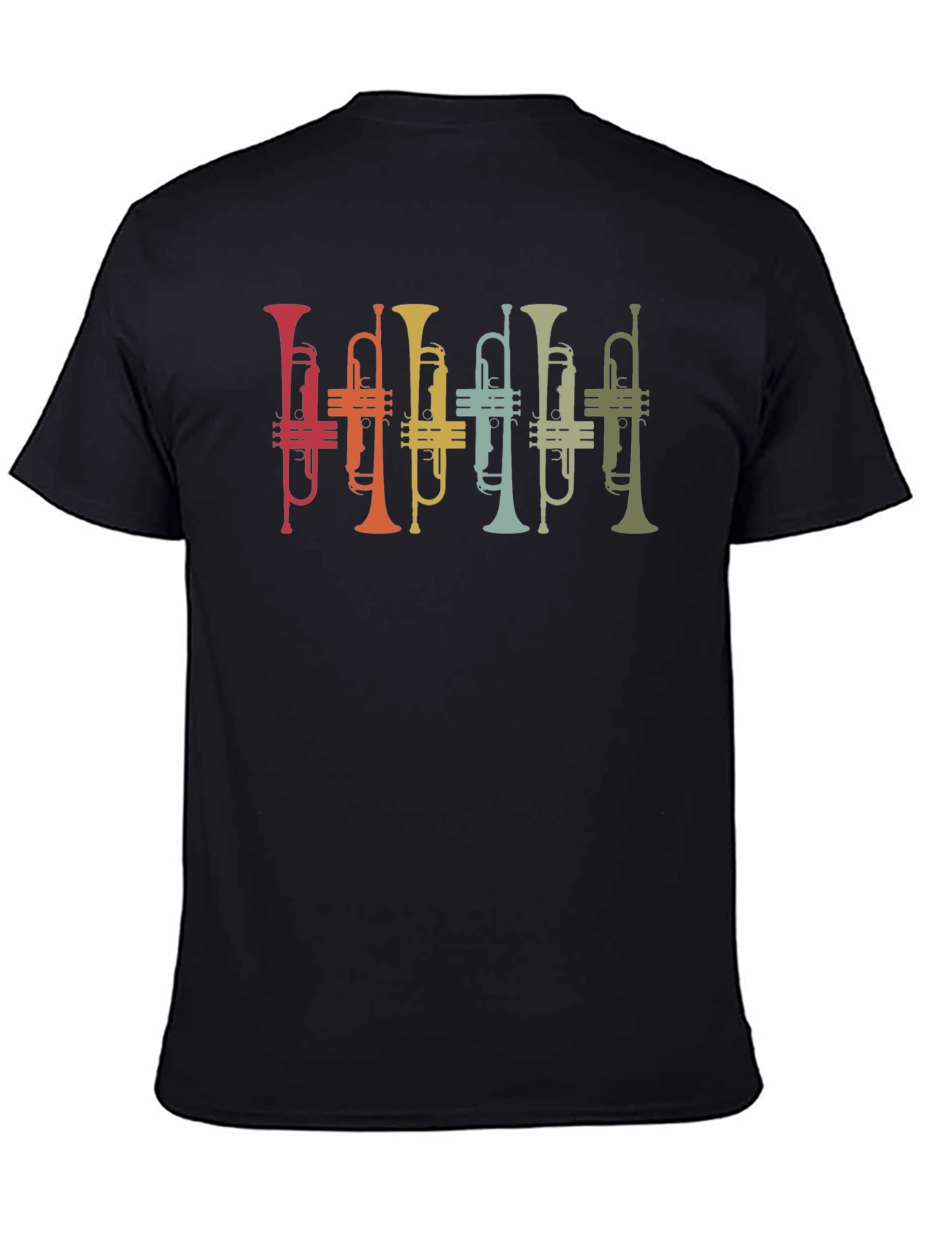 Black Retro Trumpet Band Graphic T-Shirt - Black view 4