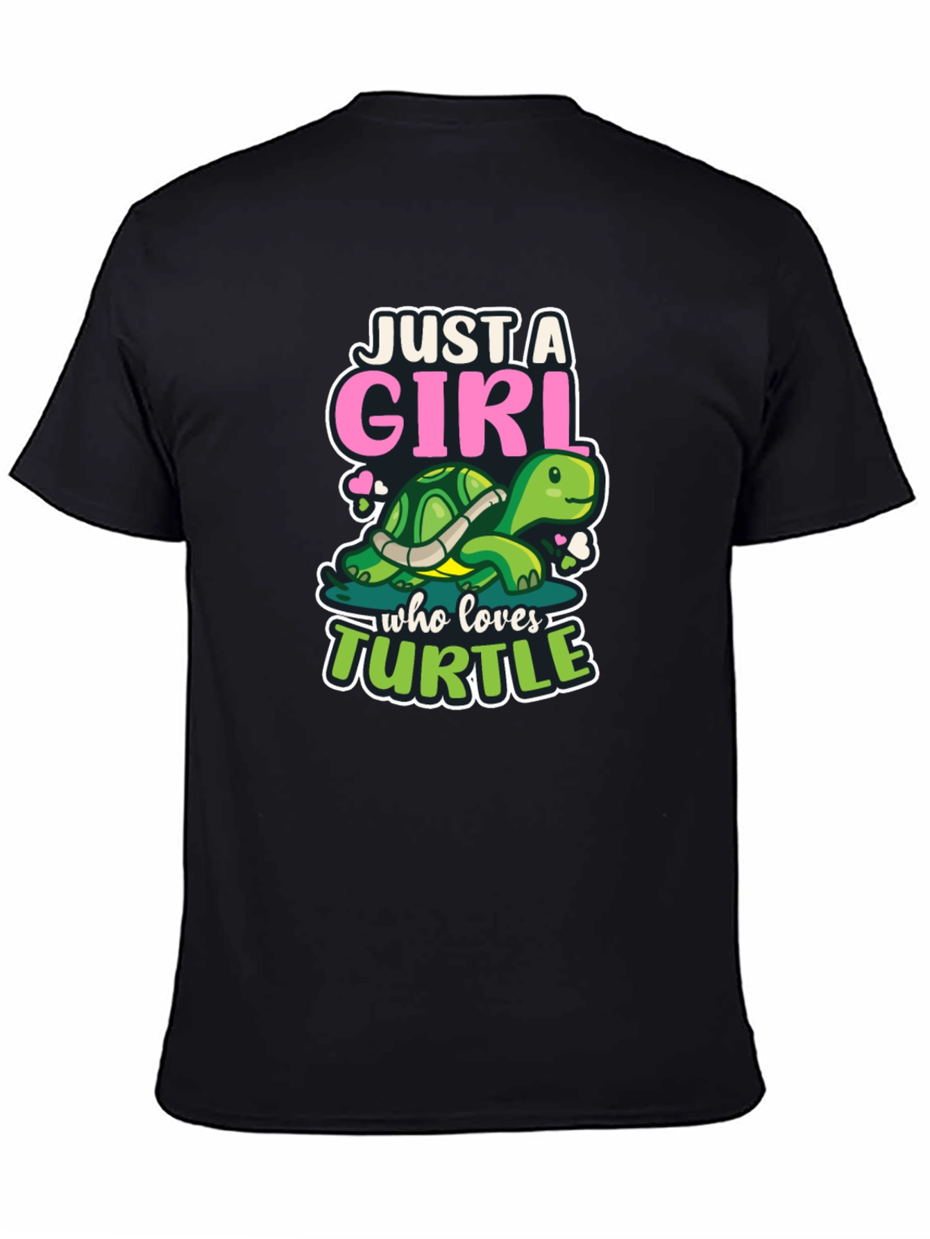 Black Just A Girl Who Loves Turtle T-Shirt view 4