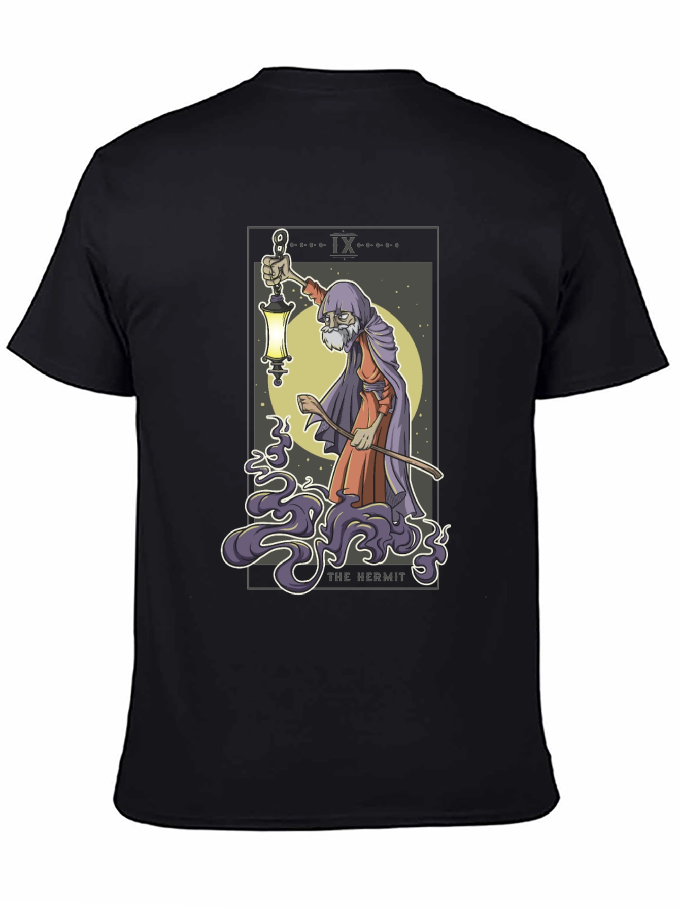 Black The Hermit Tarot Card Graphic Tee view 4