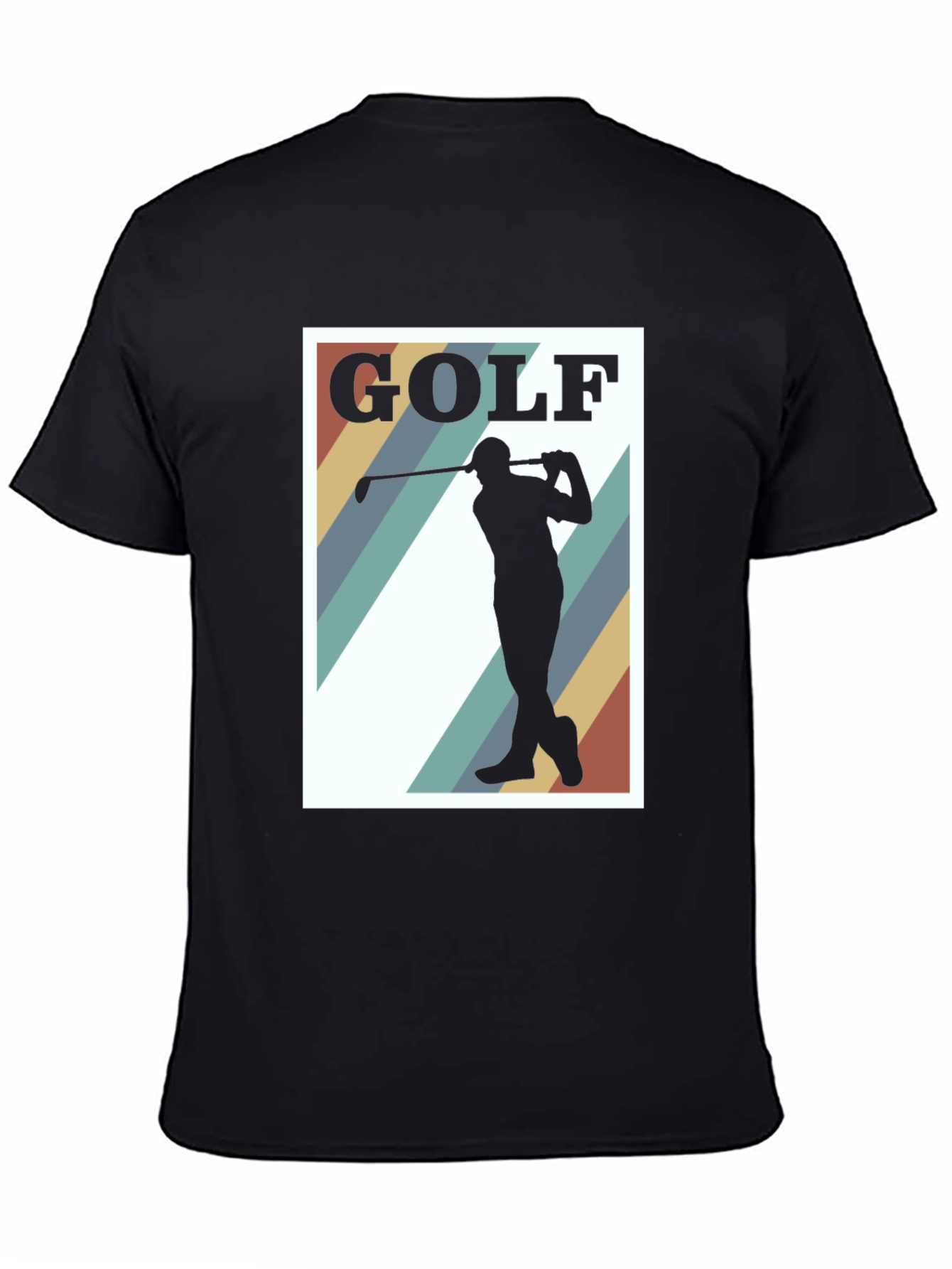 Black Golf Silhouette Tee - Retro Style Golfer T-Shirt view 4