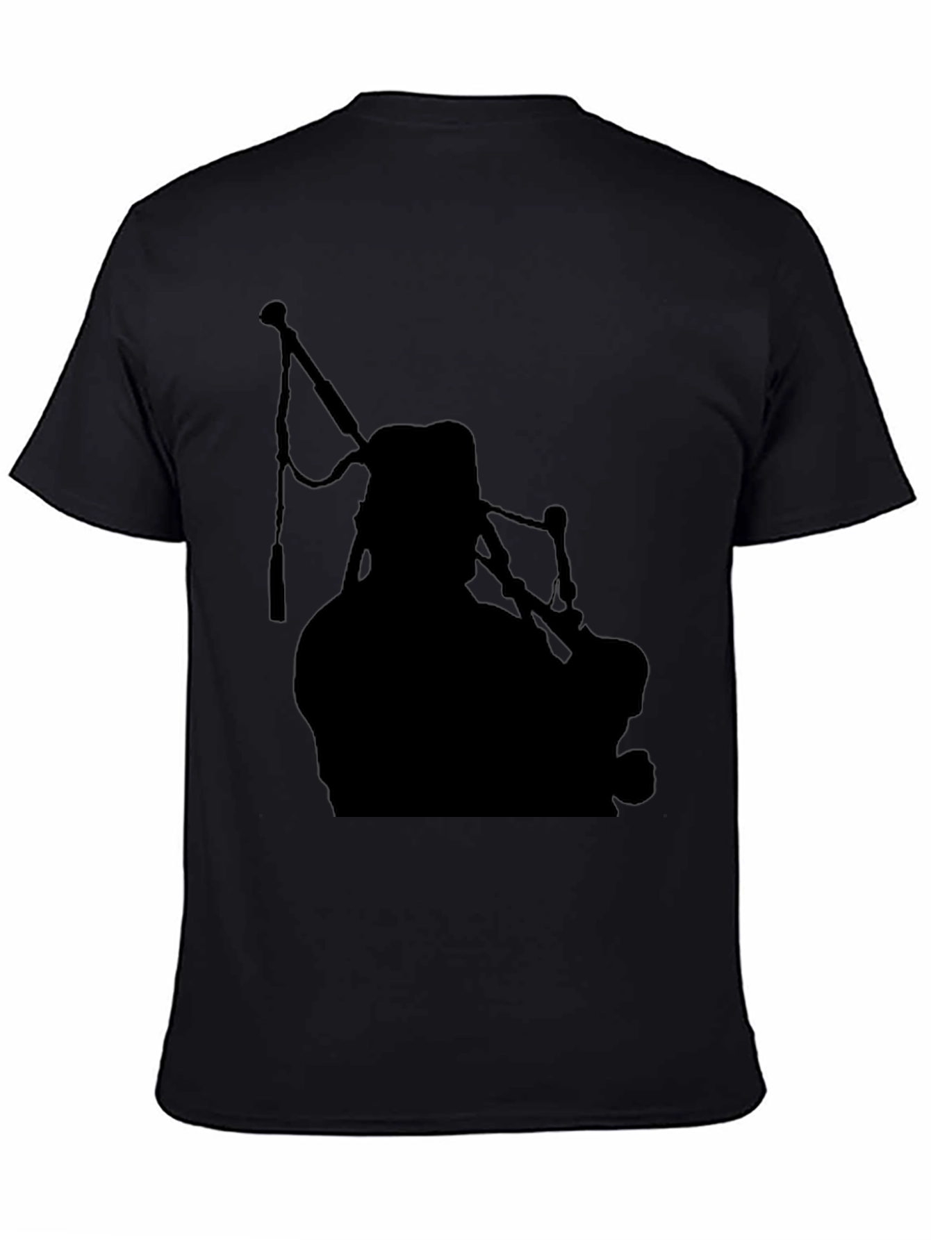 Black Bagpiper Silhouette Black T-Shirt view 4
