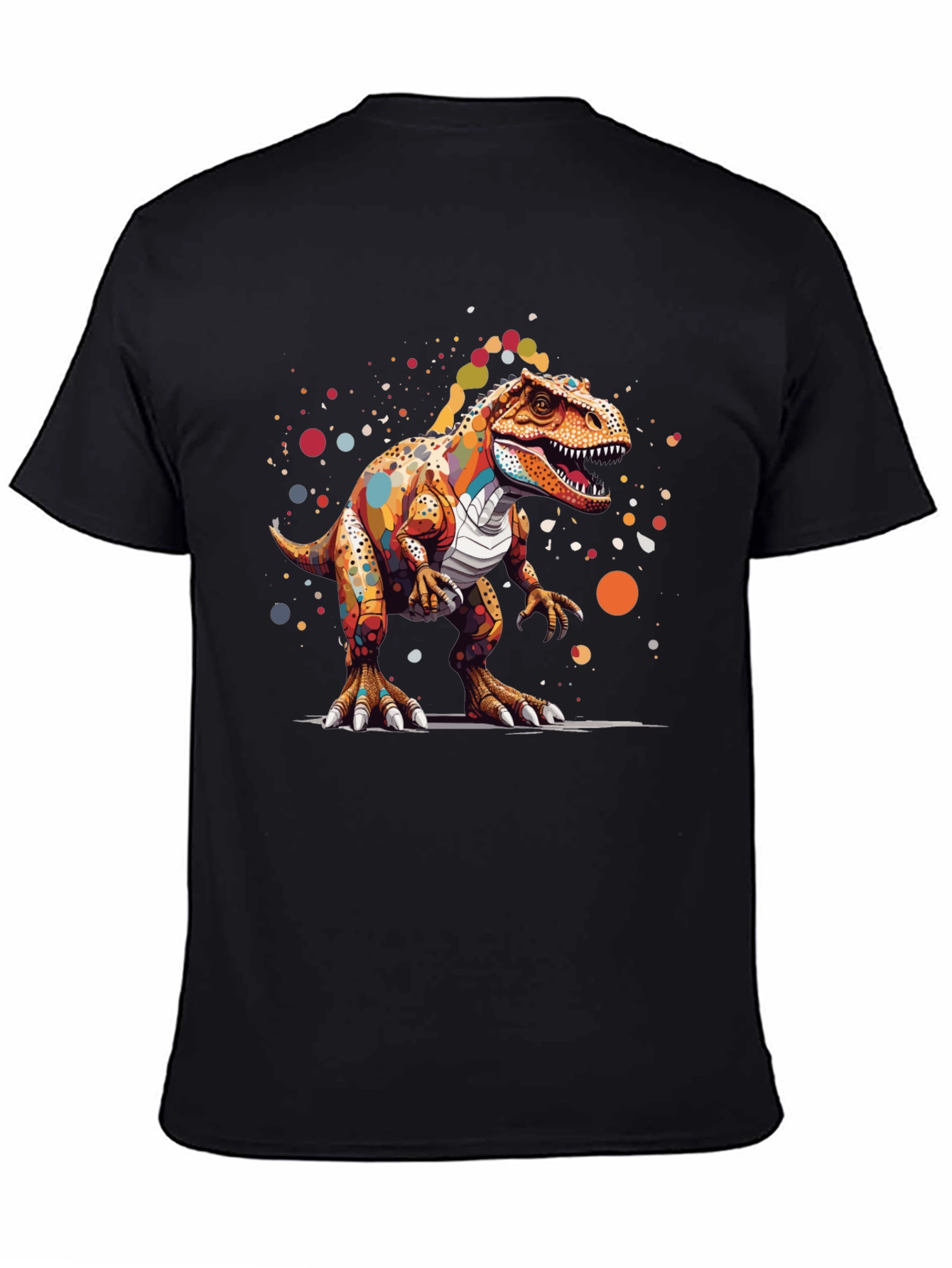 Black Colorful Dinosaur Graphic T-Shirt view 4