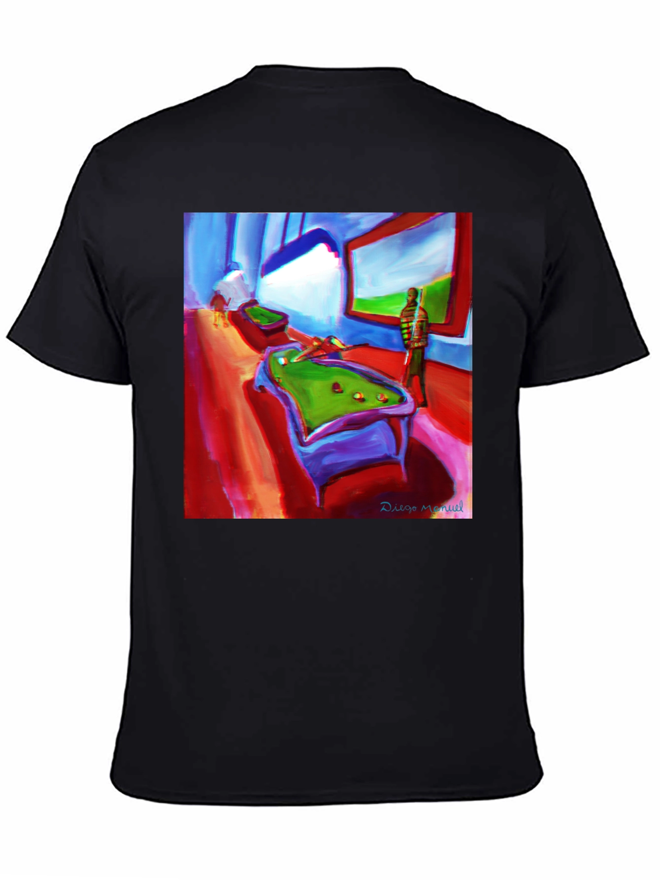 Abstract Pool Hall Painting Graphic T-Shirt - 4