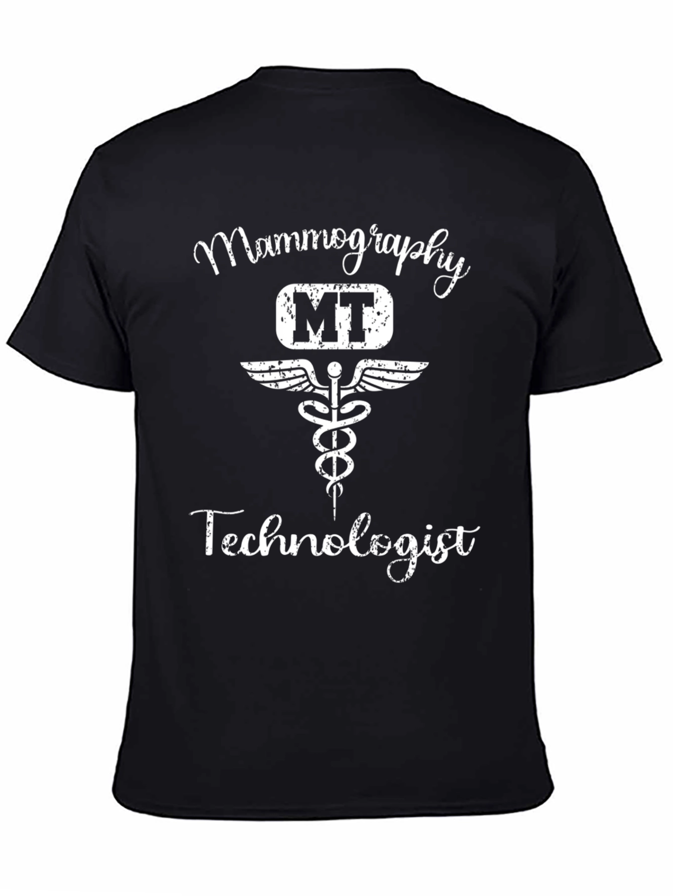 Black Mammography Technologist T-Shirt MT Medical Caduceus view 4
