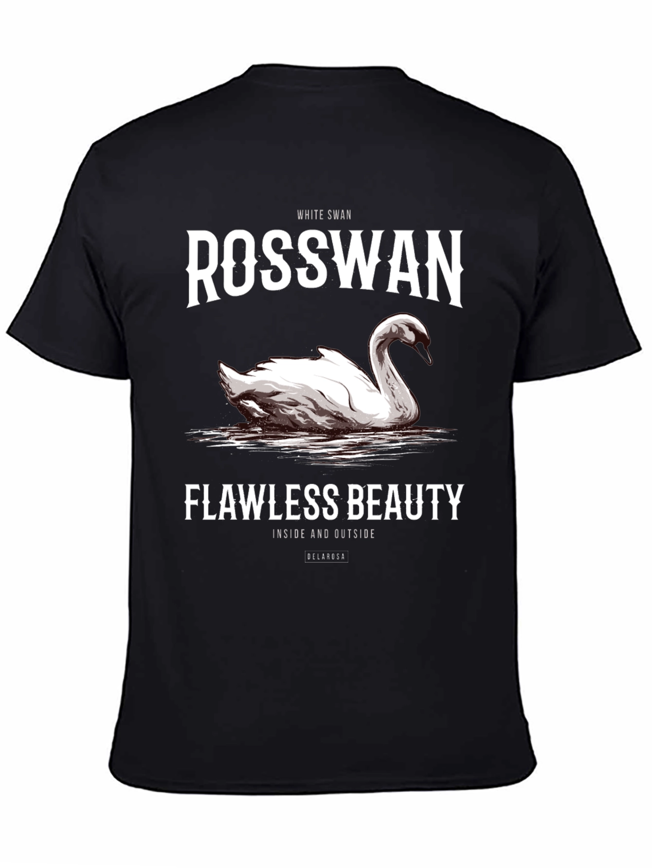 Black Rosswan White Swan Graphic Tee - Flawless Beauty T-Shirt view 4