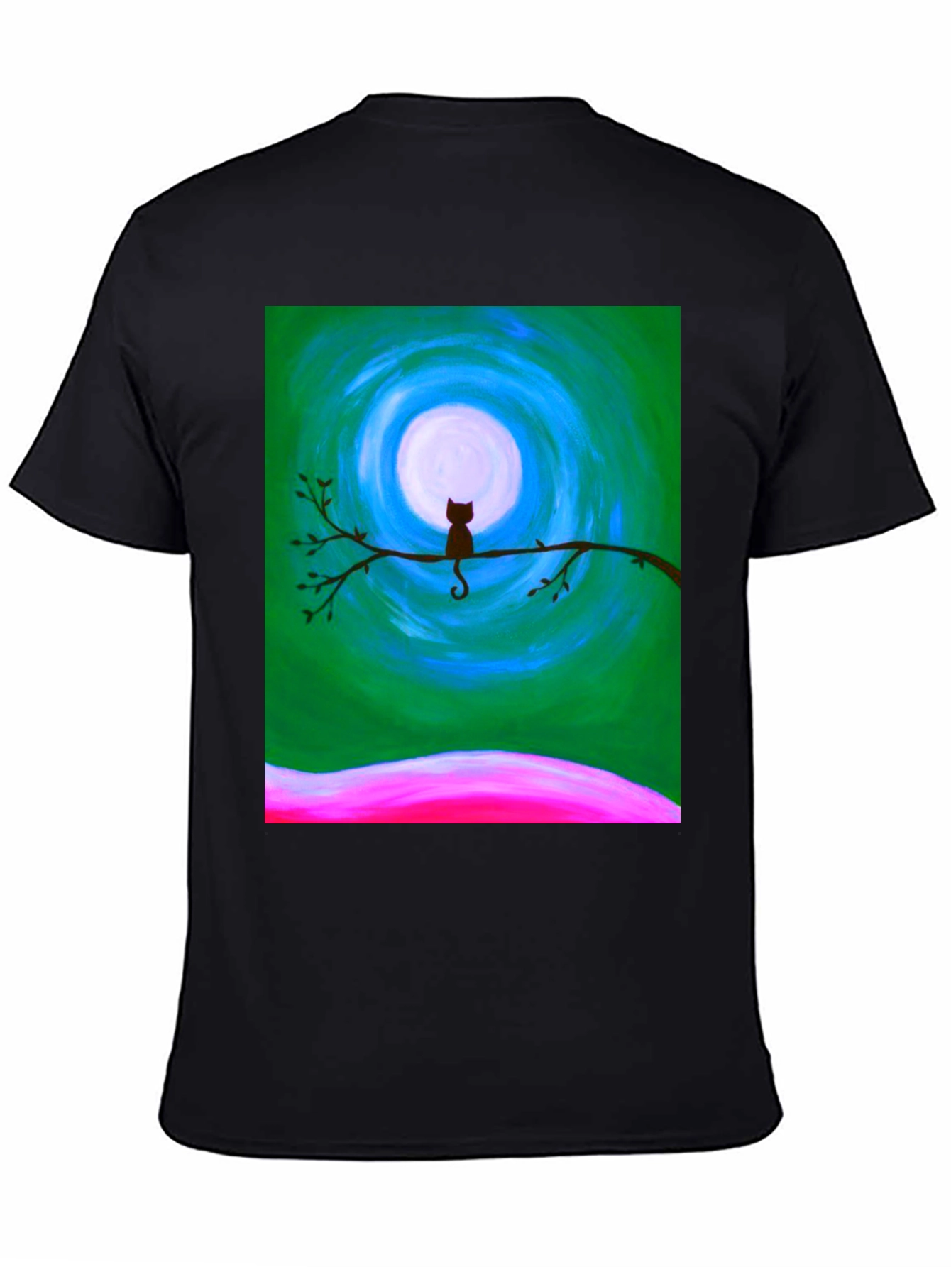 Black Cat on Branch Graphic Tee - Unique Art Design view 4